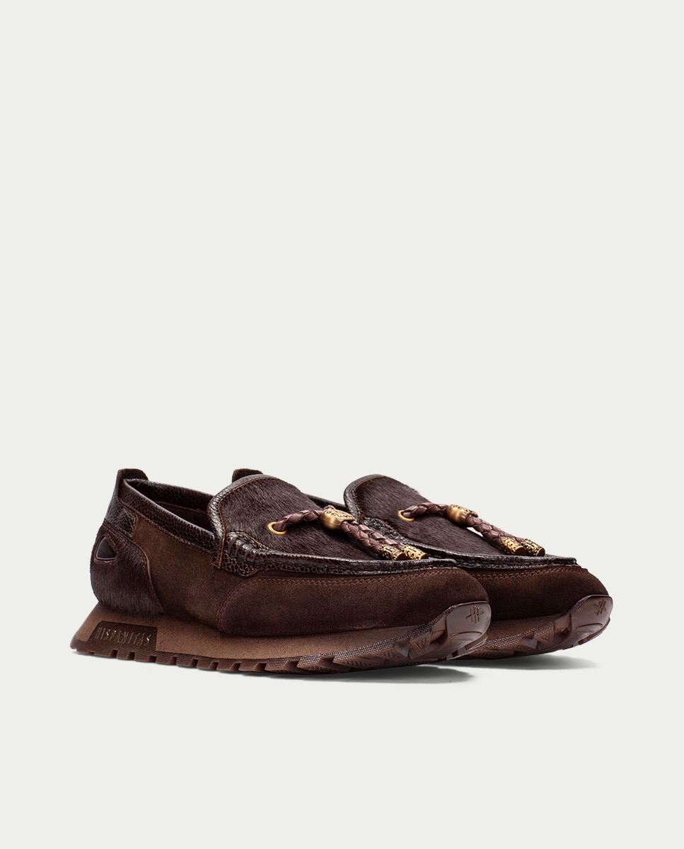 Imagen 3 de Mocasines deportivos de mujer de piel con detalle de cordón - Hispanitas - Marrón Marrón