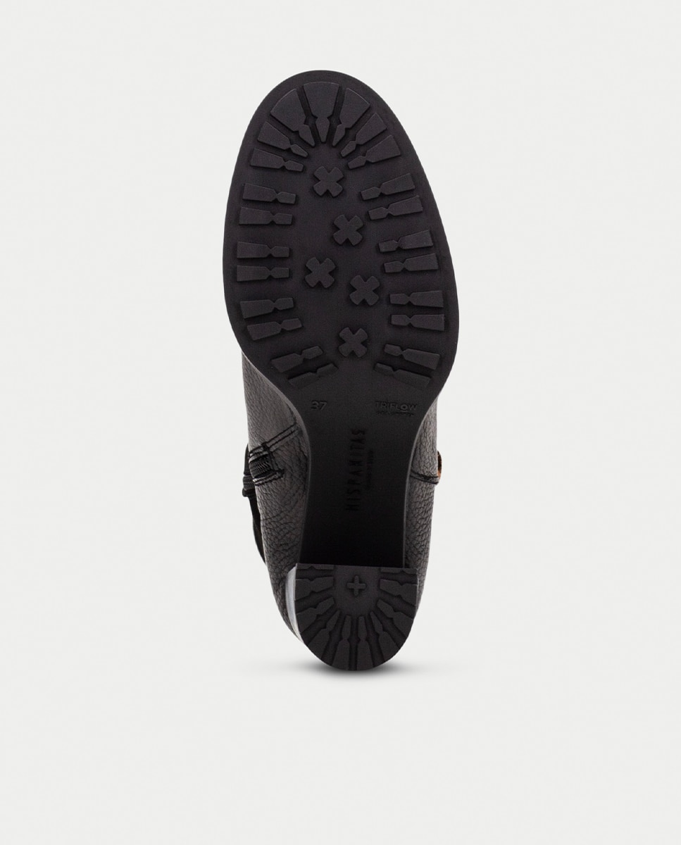Botas de tacón de mujer de piel con cordon trenzado - Hispanitas - Negro Negro-7