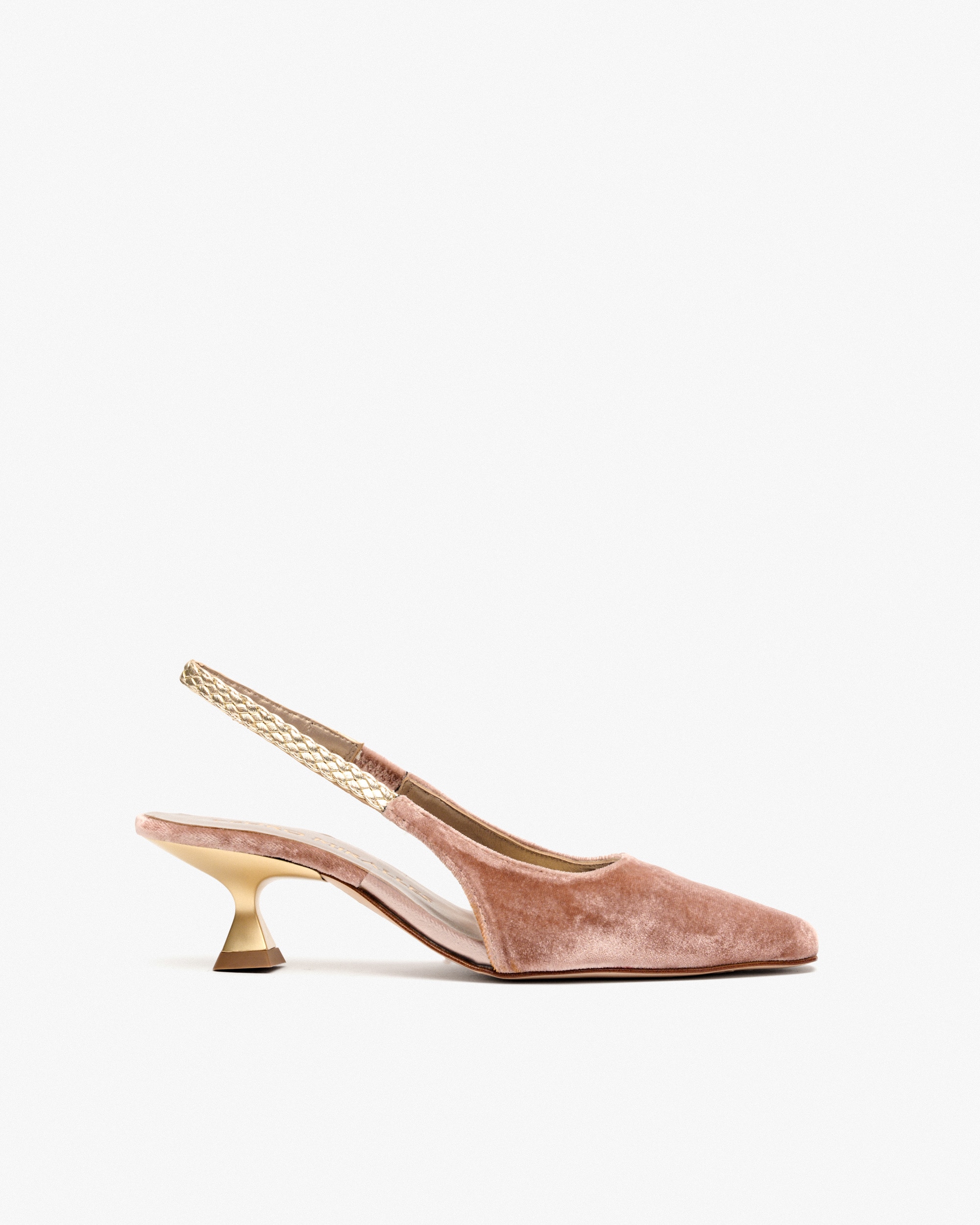 Zapatos de salón de mujer de terciopelo con trenza y vinilo