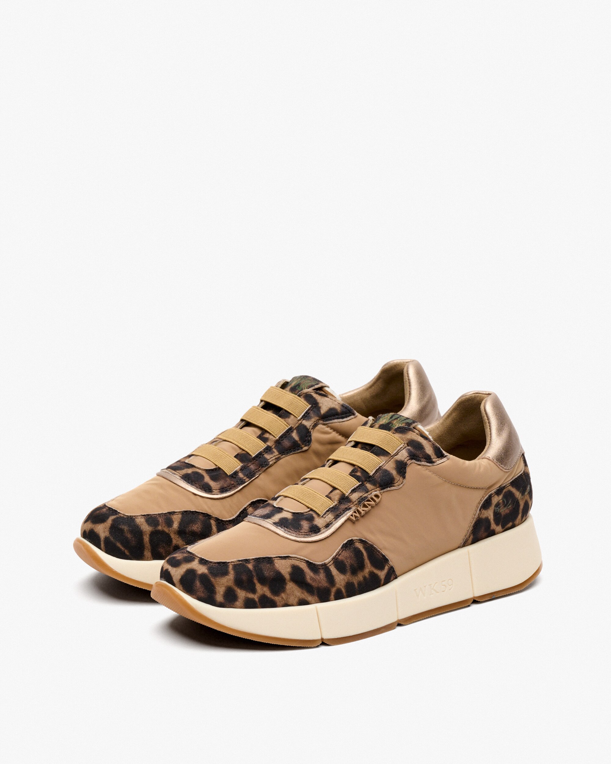 Zapatillas deportivas de mujer con cordones elásticos - Weekend by Pedro Miralles - Beige/Marrón Beige/Marrón-3