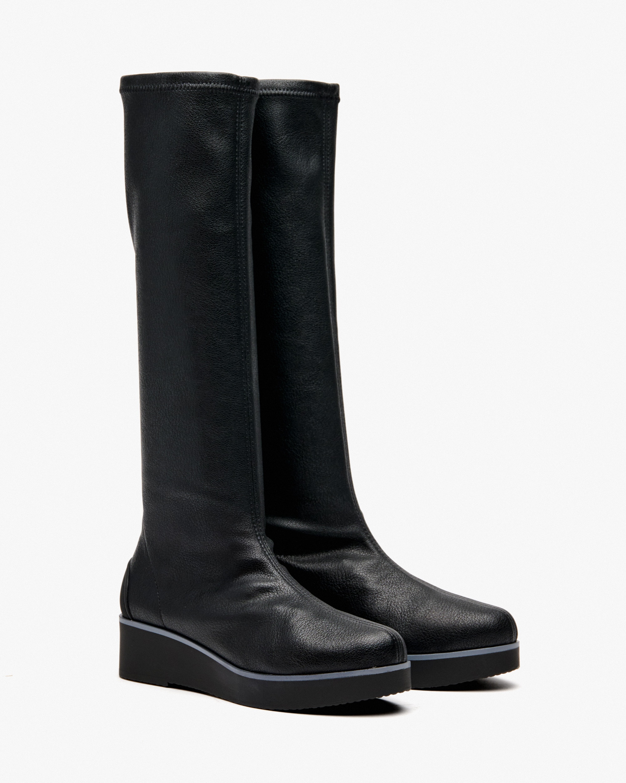 Botas de mujer de tejido elástico con cuña - Weekend by Pedro Miralles - Marrón Negro-3