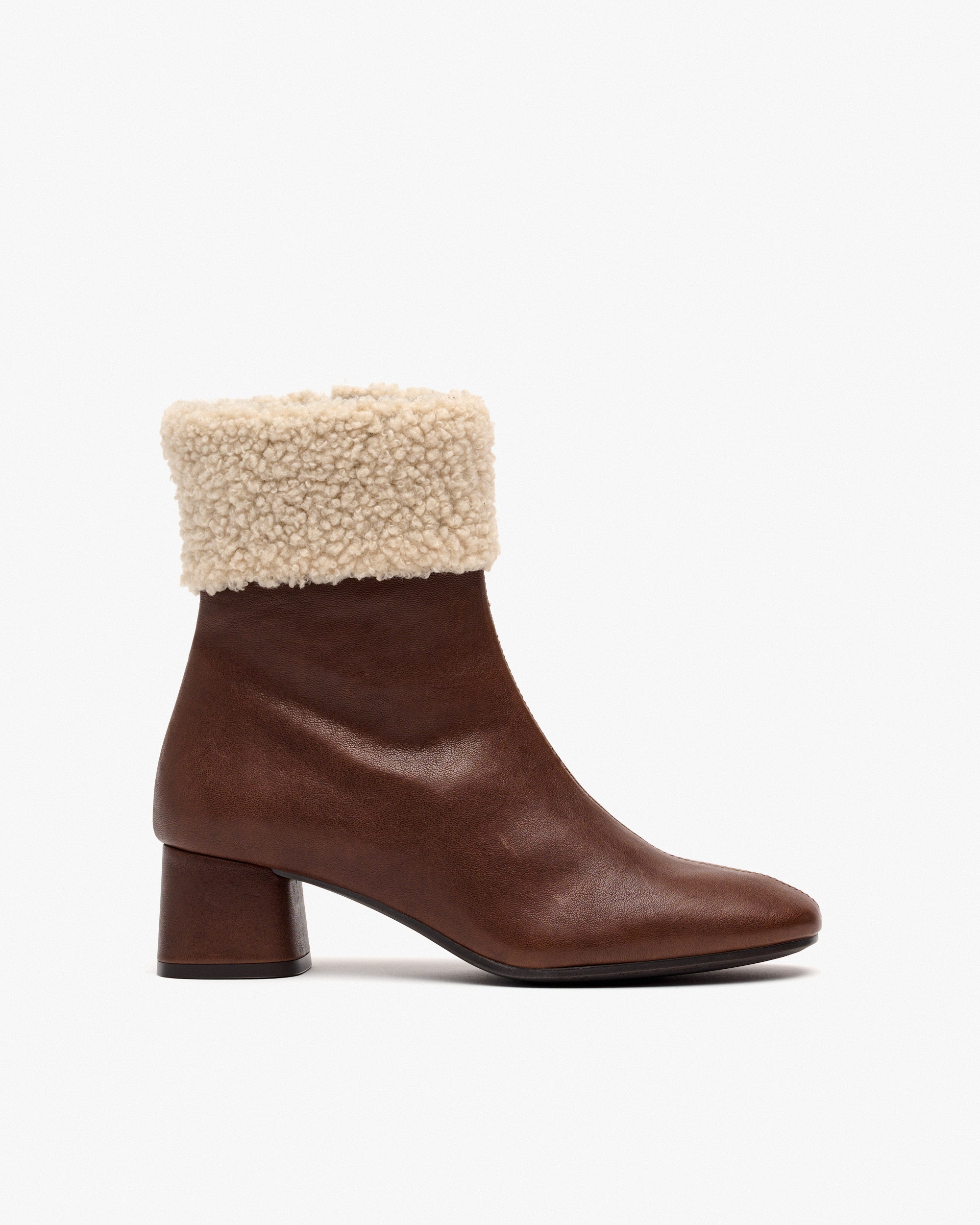 Botines con pelo de mujer con tacón y detalle borreguillo - Pedro Miralles - Marrón Marrón-1