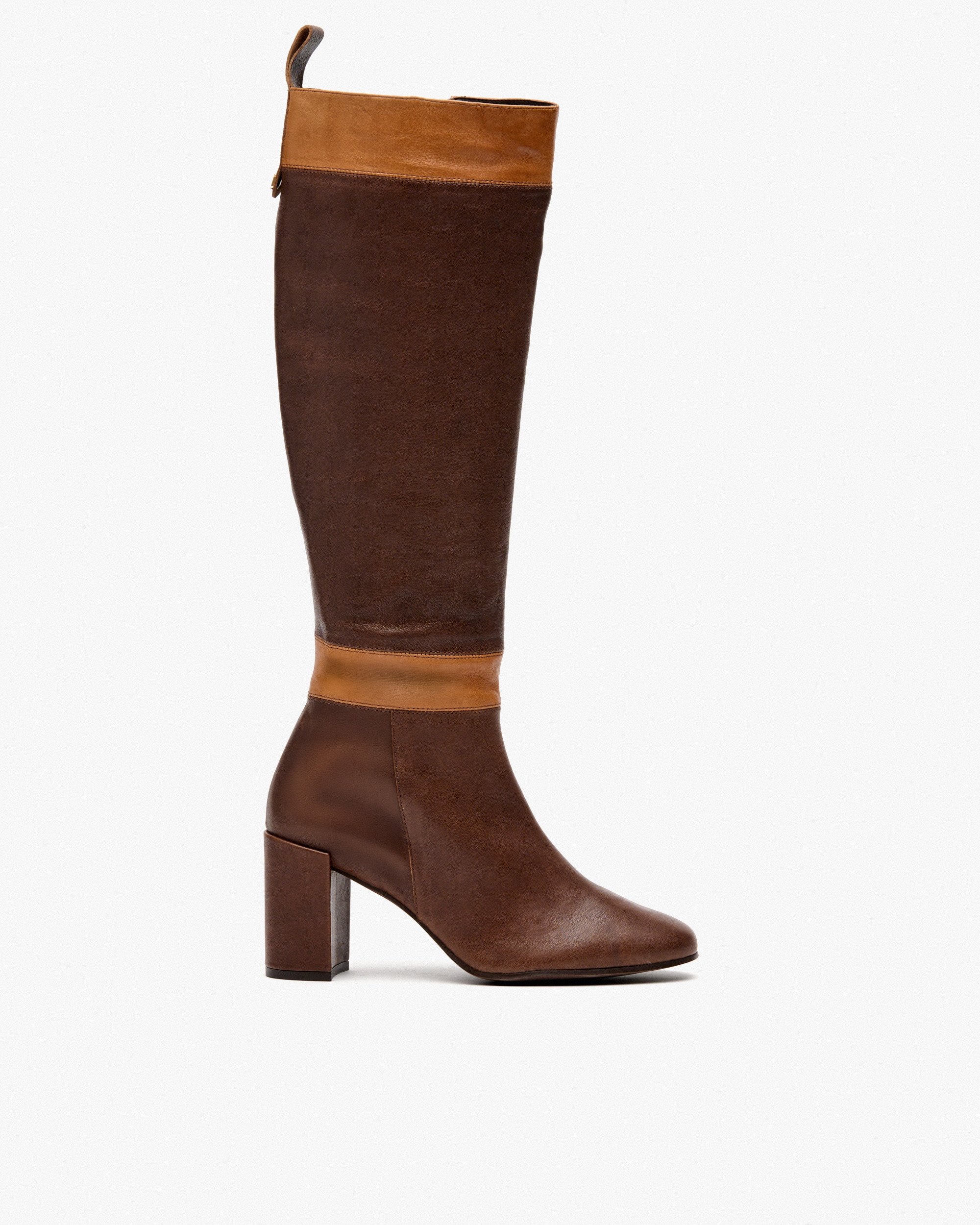 Botas de mujer de piel bicolor con tacón - Pedro Miralles - Marrón / Naranja Marrón / Naranja-1