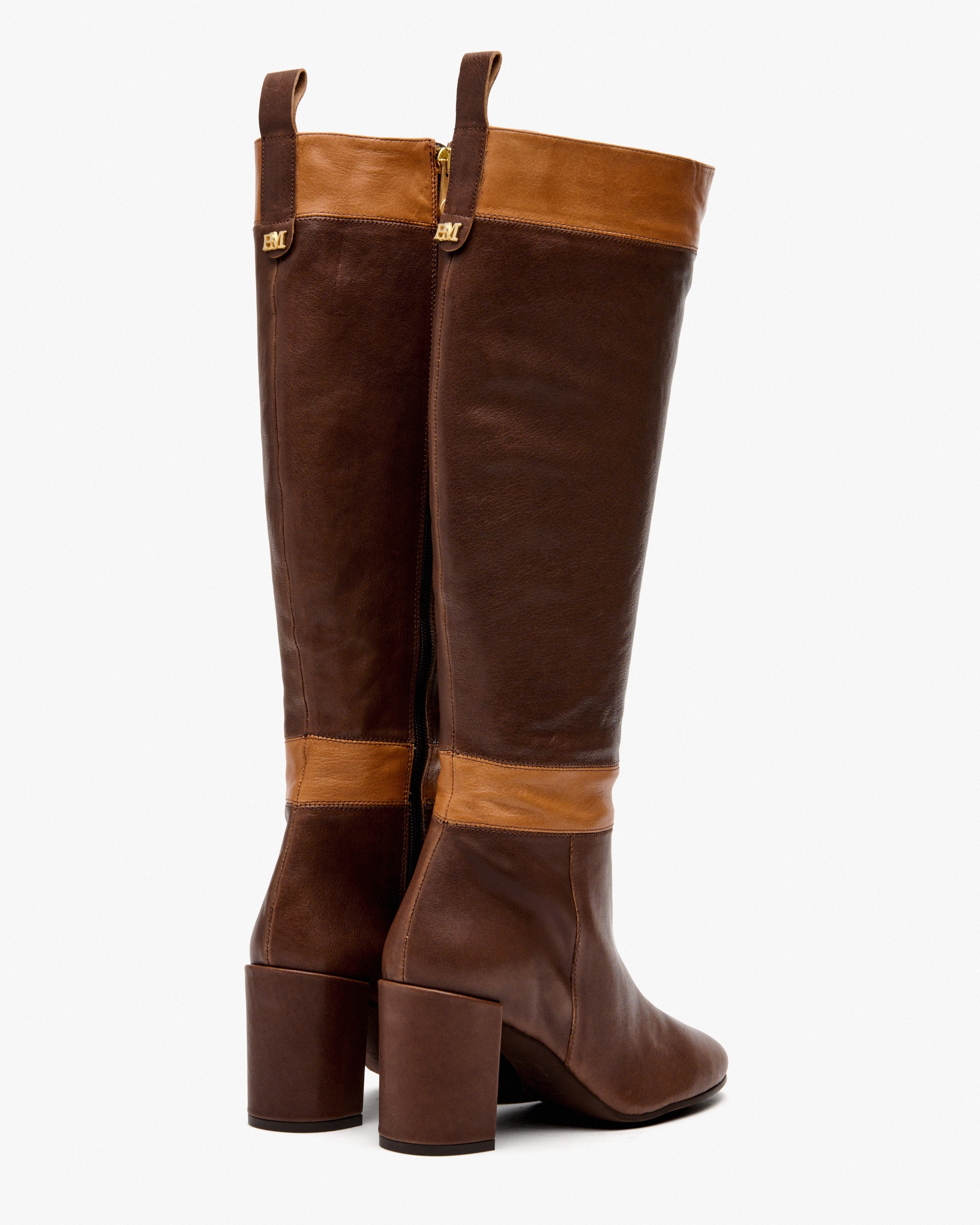 Botas de mujer de piel bicolor con tacón - Pedro Miralles - Marrón / Naranja Marrón / Naranja-3