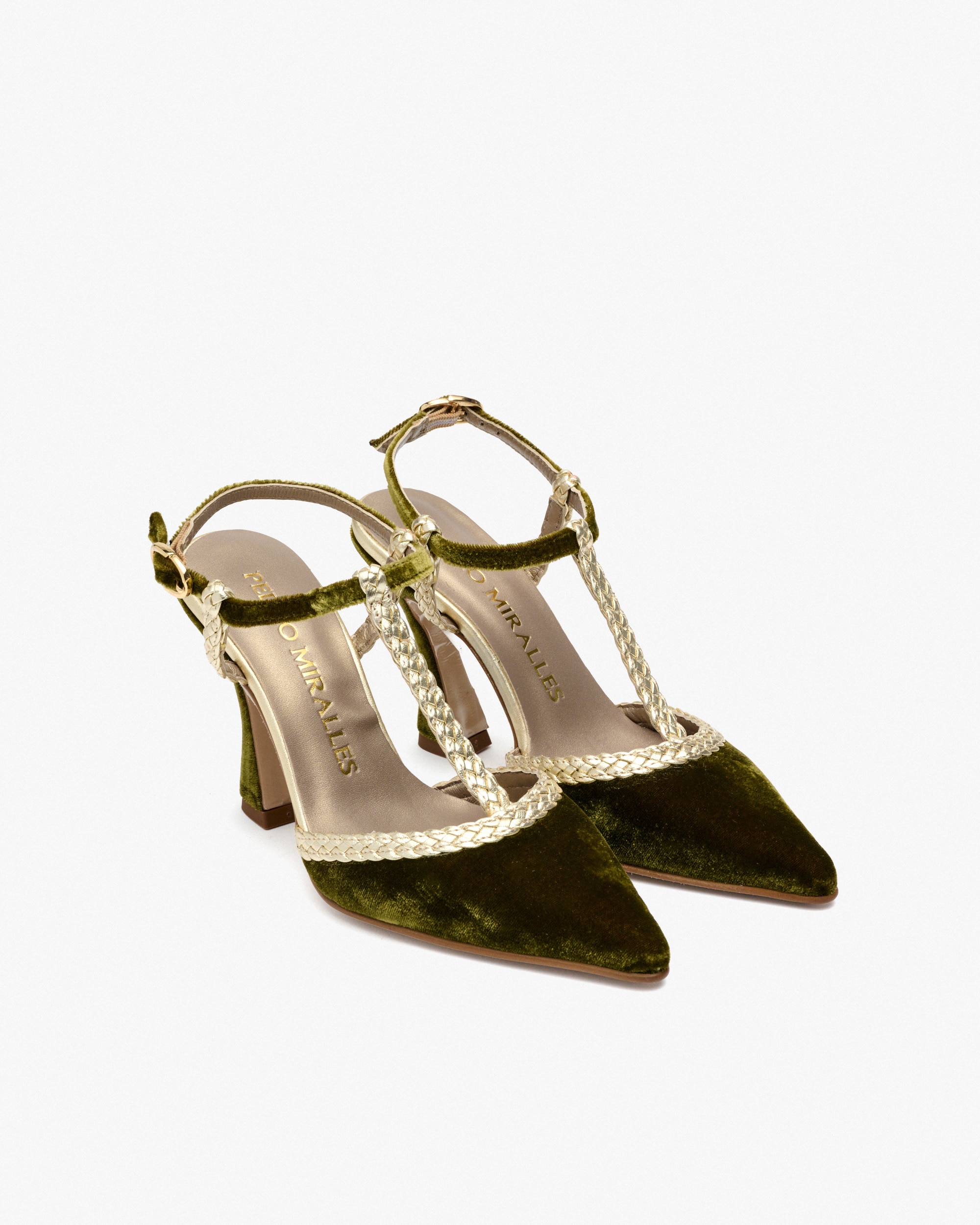 Zapatos de salón de mujer de terciopelo con trenza - Pedro Miralles - Verde oscuro Verde oscuro-3