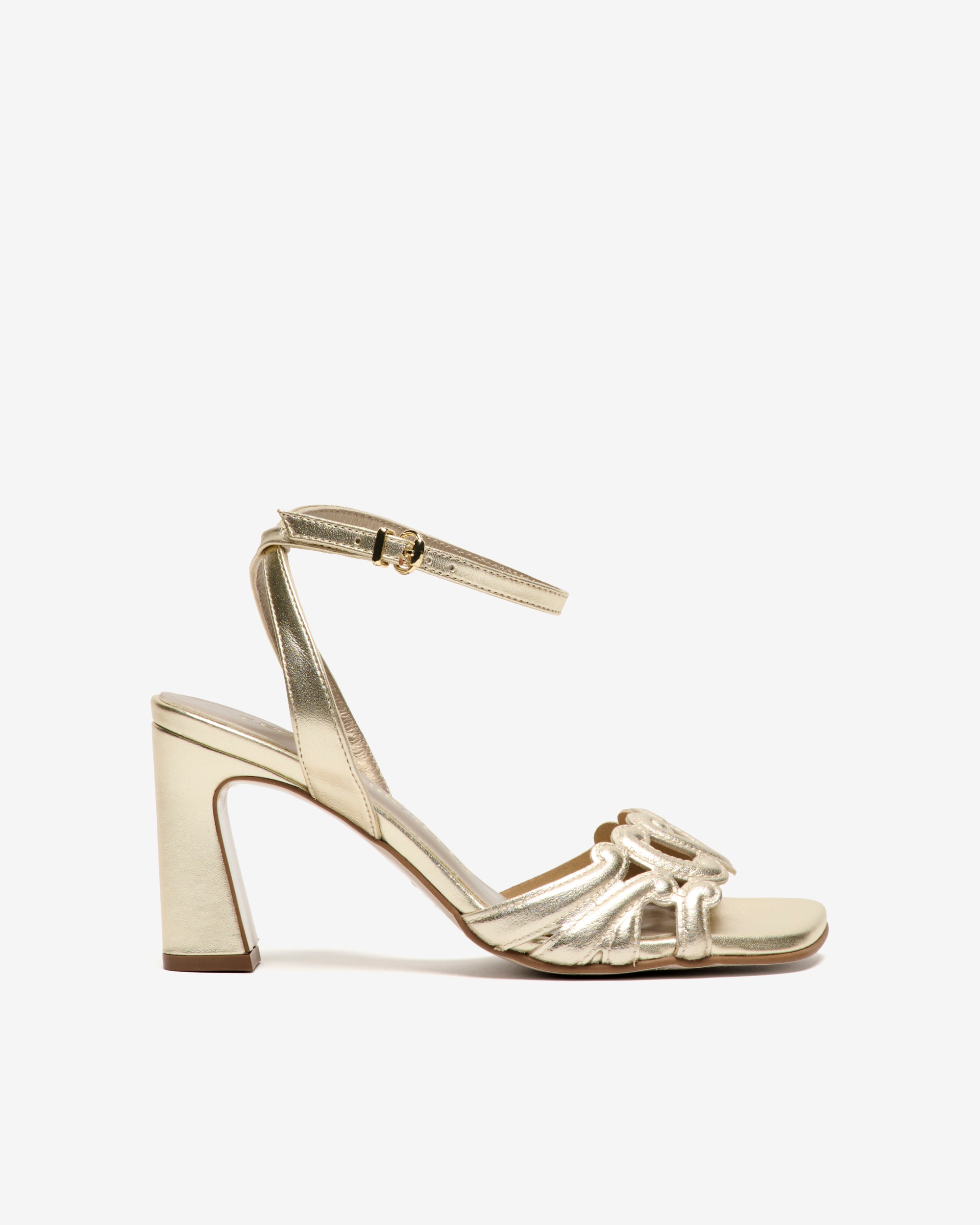 Sandalias de tacón de mujer con detalles ornamentales y pulsera - Pedro Miralles - Oro Oro-1