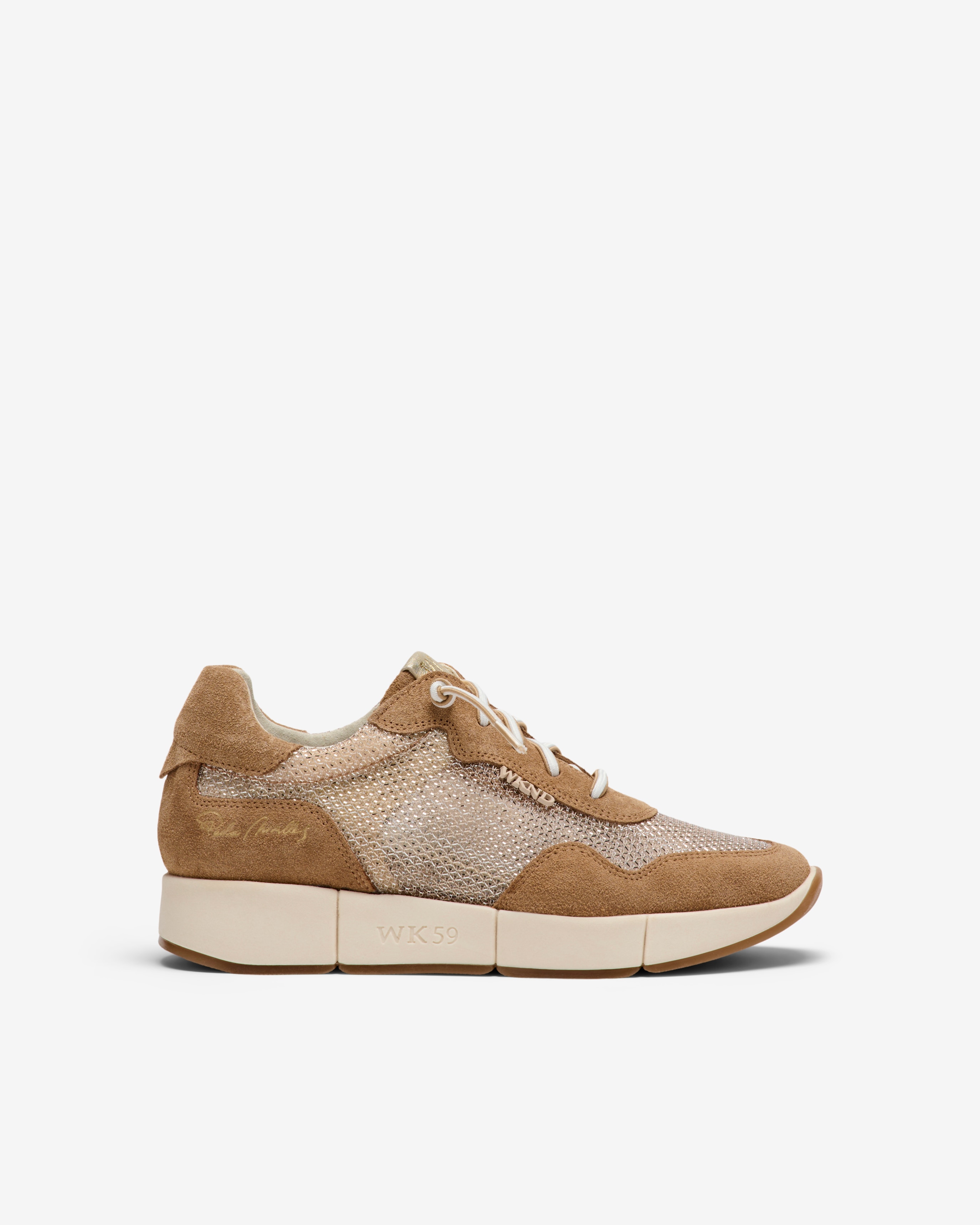 Imagen 0 de Zapatillas deportivas de mujer con cordones elásticos y plataforma Beige