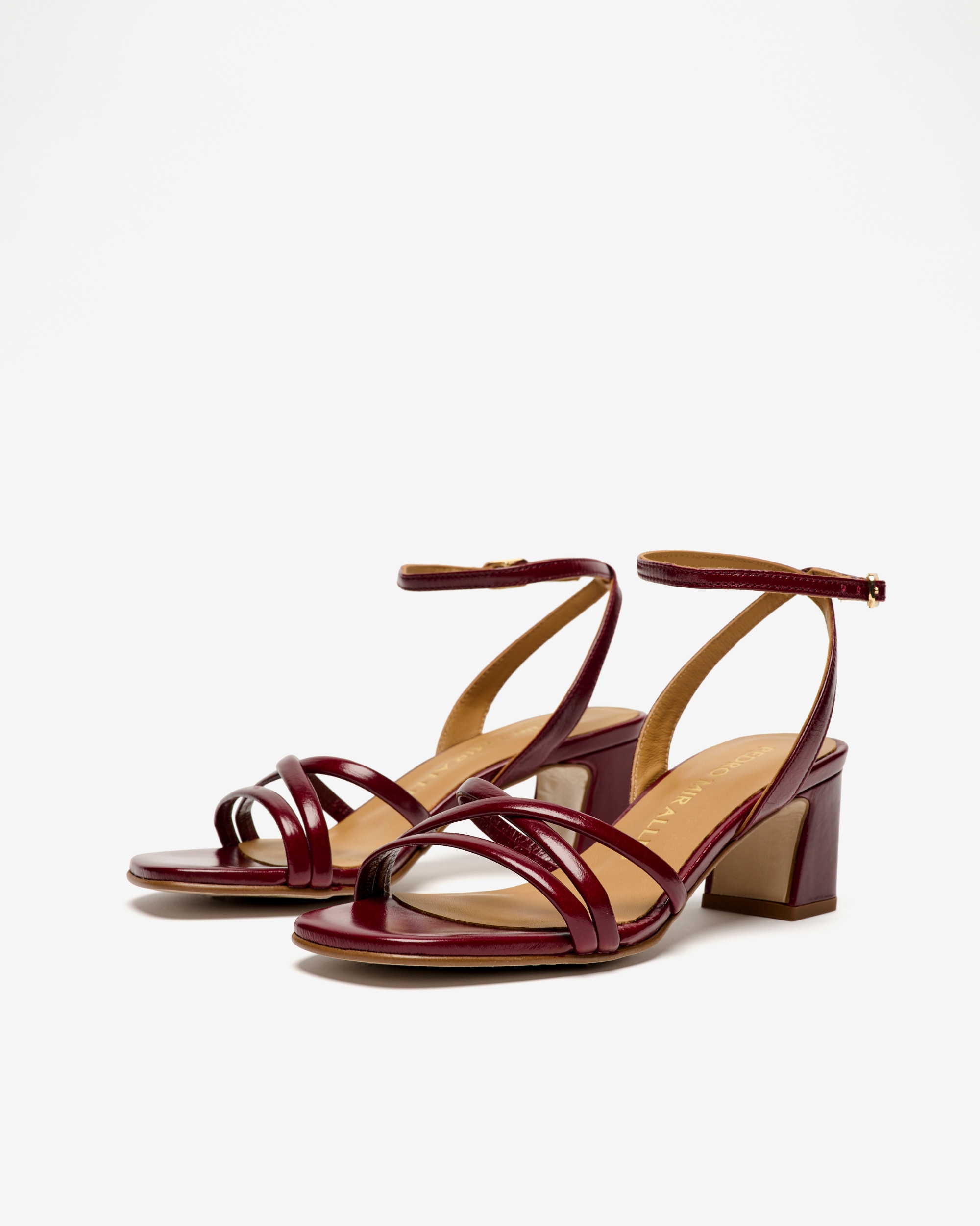Sandalias de tacón de mujer de piel con tiras cruzadas - Pedro Miralles - Burdeos Burdeos-3