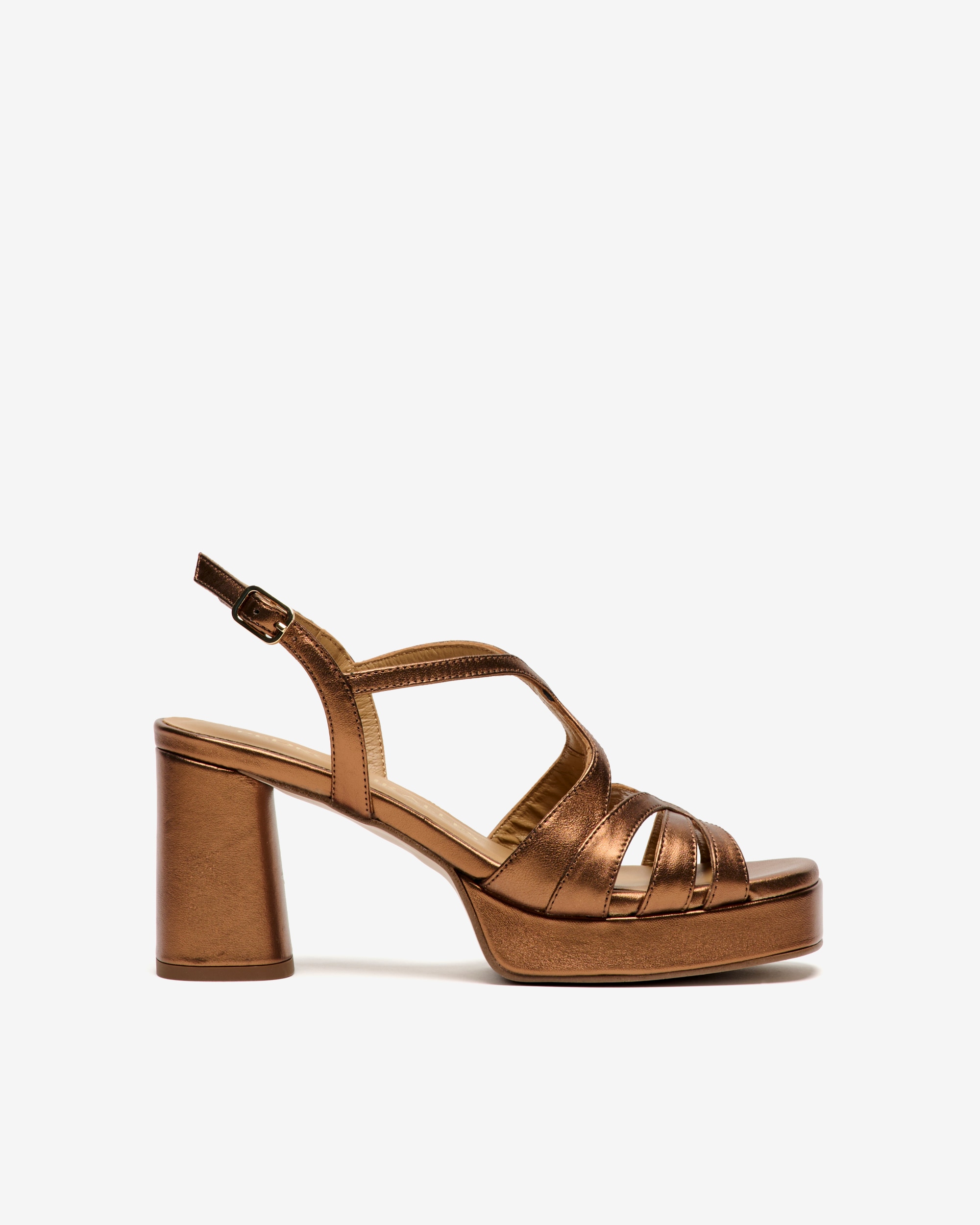 Imagen 0 de Sandalias de tacón de mujer con plataforma y tacón cilíndrico Marrón oscuro