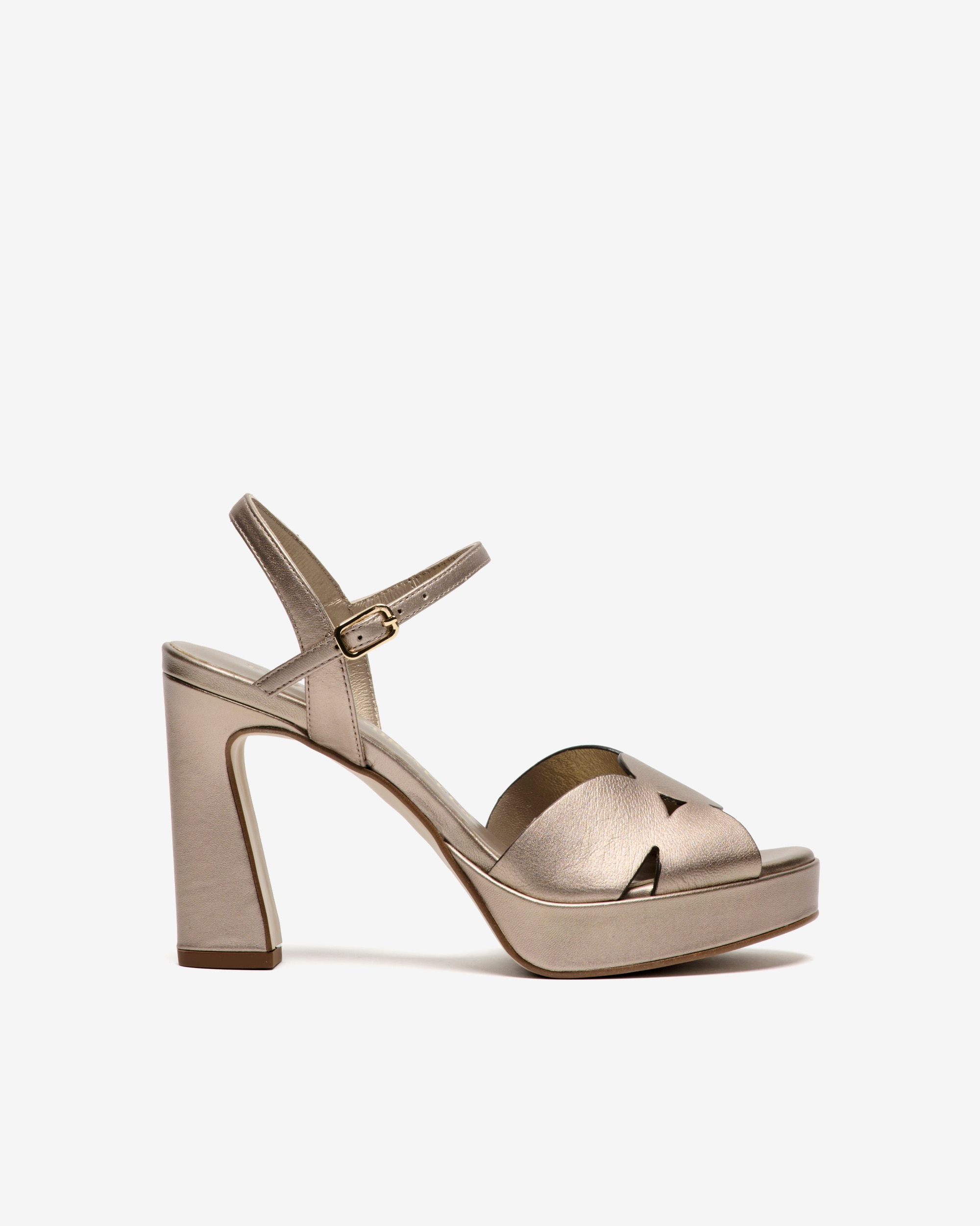 Imagen 0 de Sandalias de tacón de mujer con pala circular Gris claro