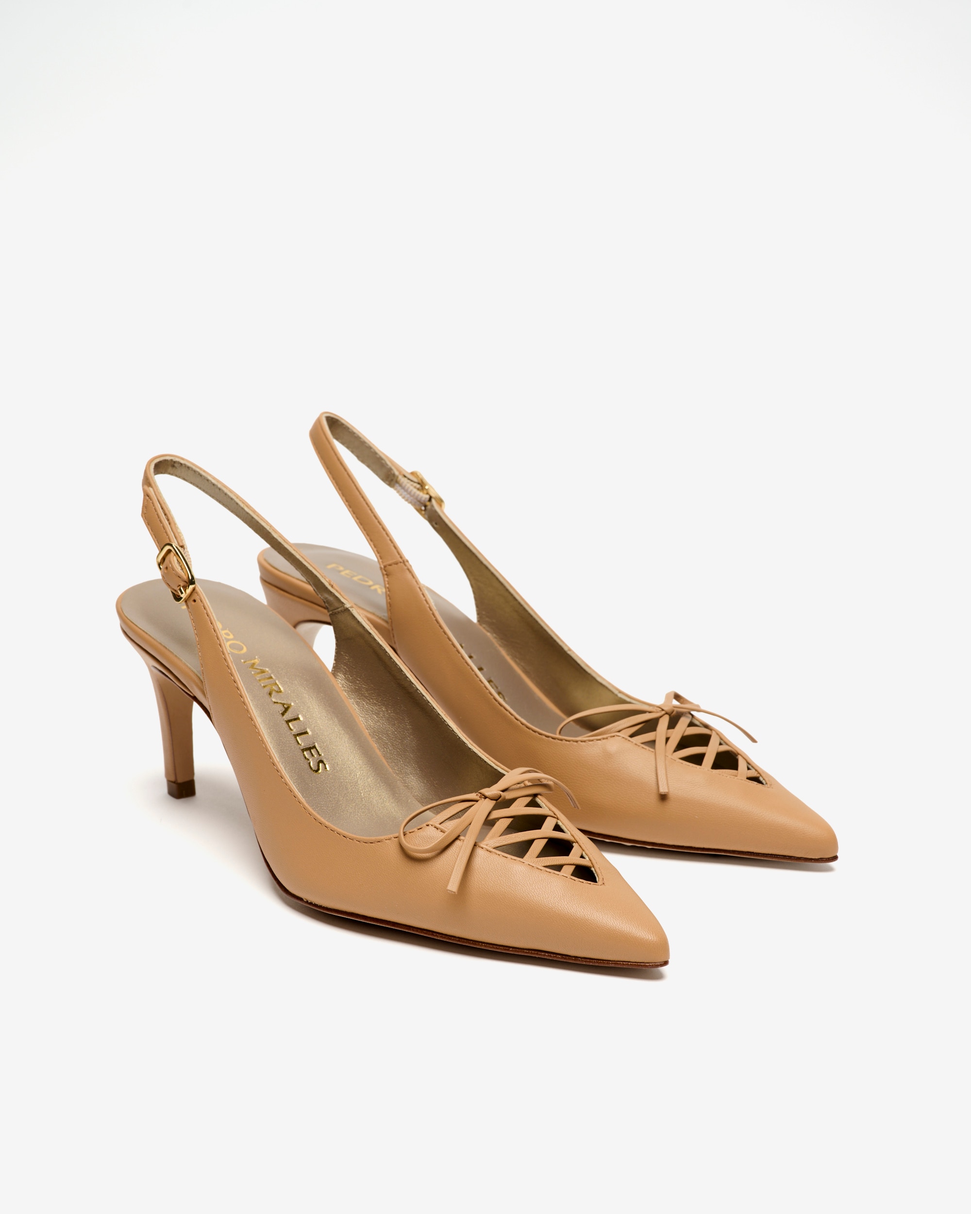 Zapatos de salón de mujer destalonados con escote corsé - Pedro Miralles - Azul marino Camel-3
