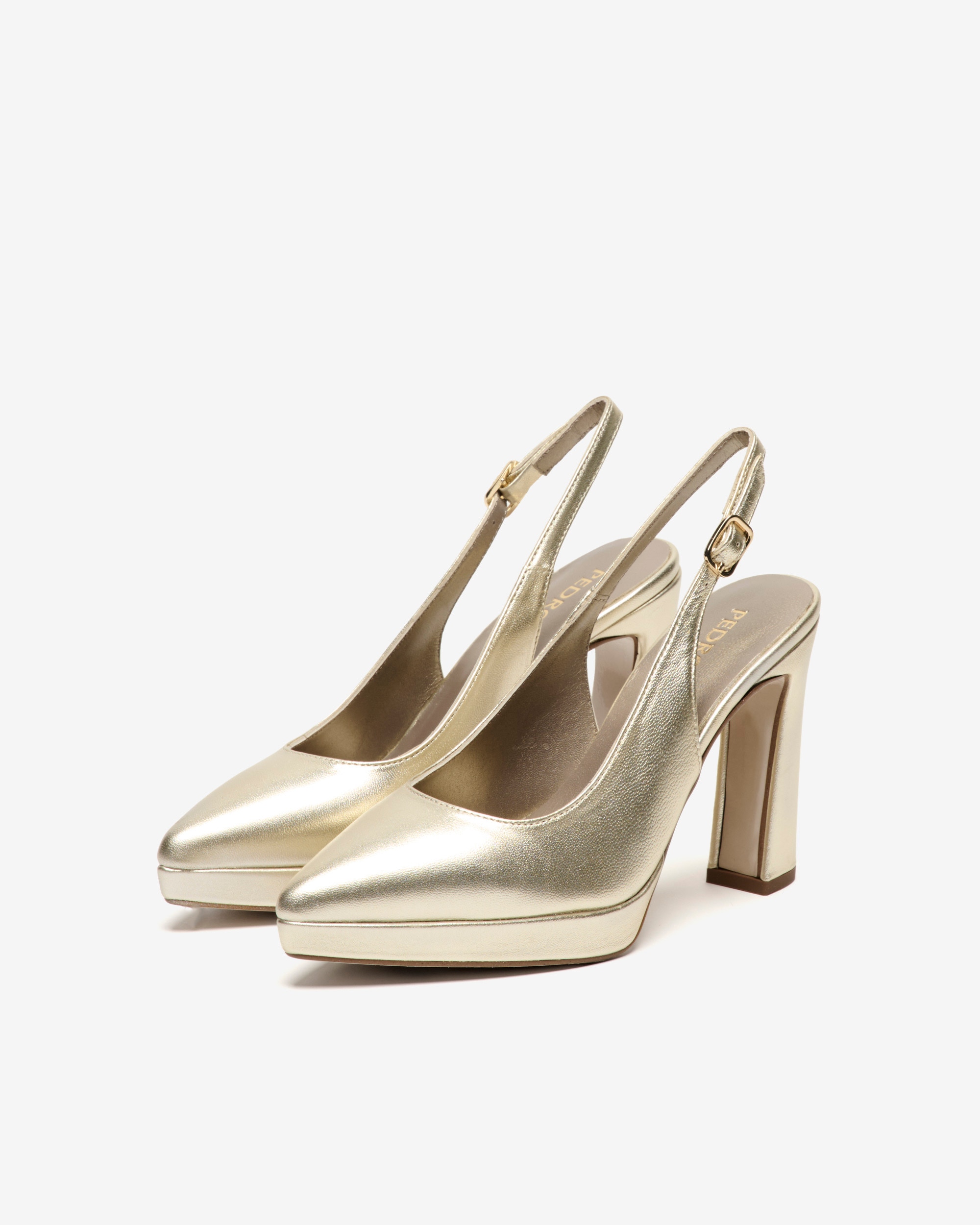 Zapatos de salón de mujer destalonados con plataforma - Pedro Miralles - Oro Oro-3