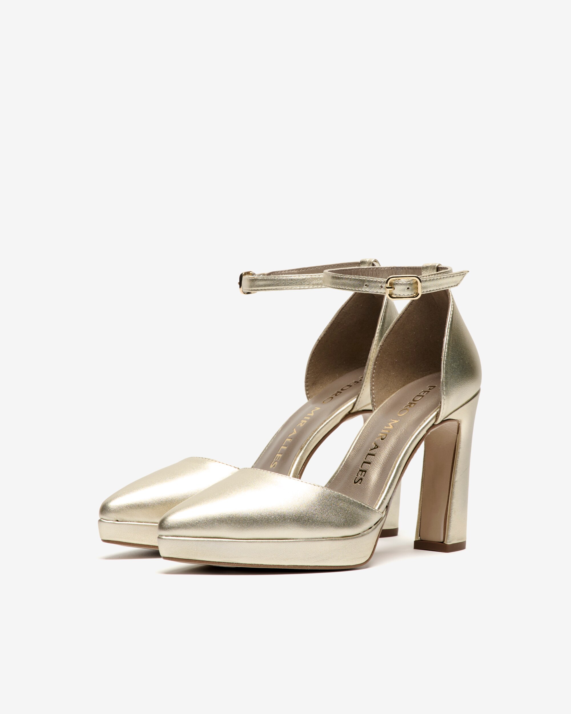 Zapatos de salón de mujer con plataforma cierre con hebilla - Pedro Miralles - Oro Oro-3