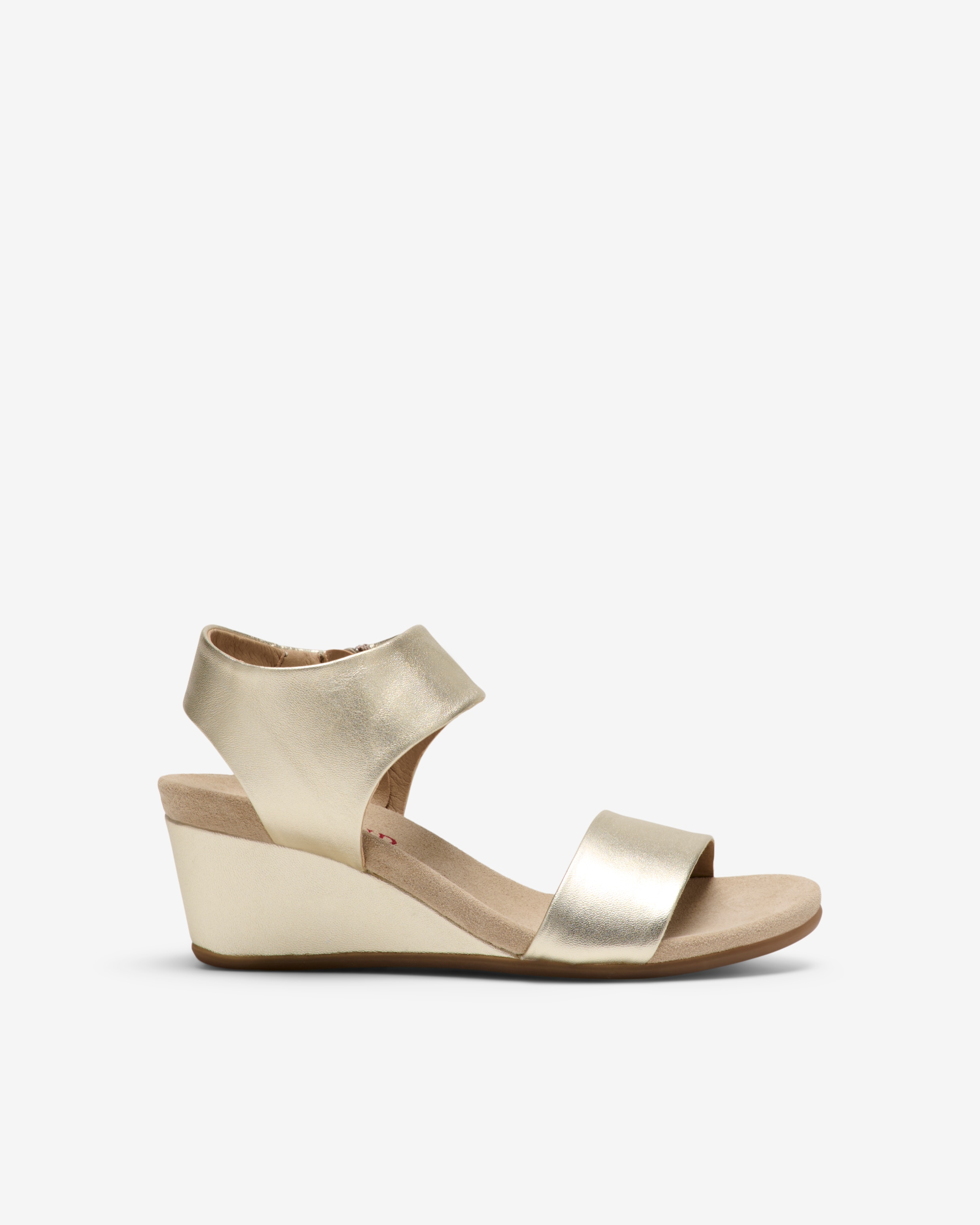 Imagen 0 de Sandalias de cuña de mujer con cremallera lateral Oro