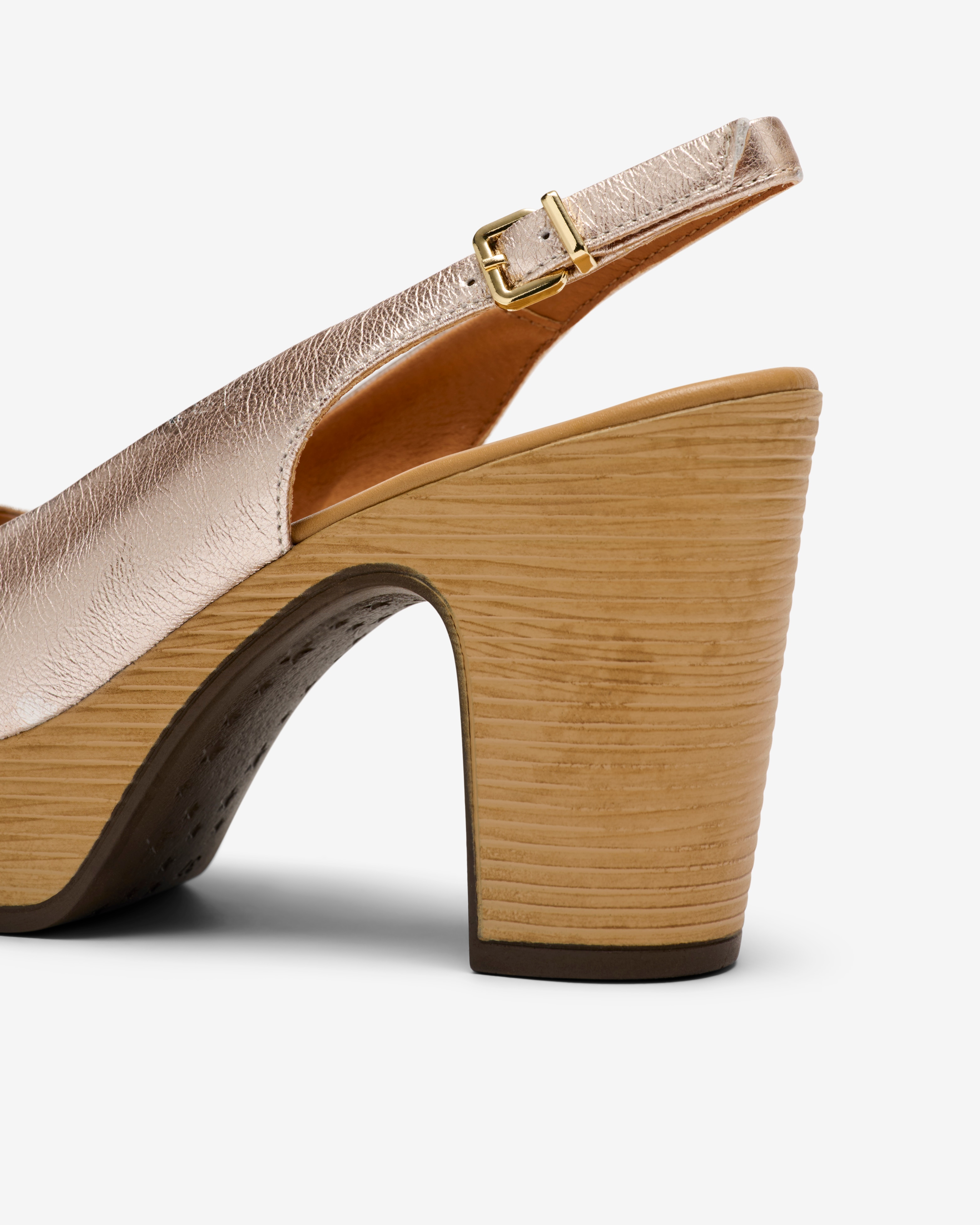 Sandalias de tacón de mujer estilo peep toe con hebilla - Weekend by Pedro Miralles - Oro Oro-2