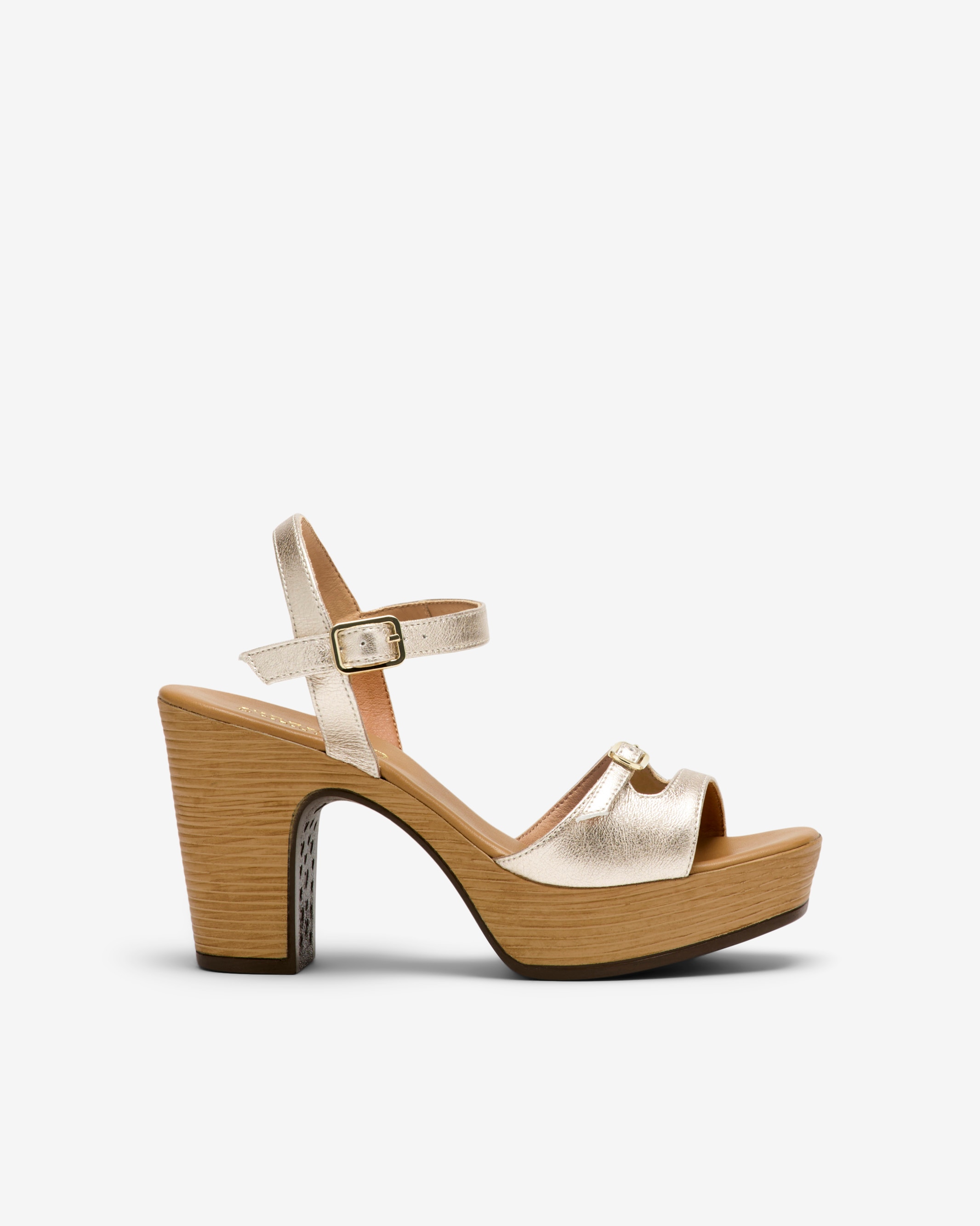 Imagen 1 de Sandalias de tacón de mujer con doble hebilla - Weekend by Pedro Miralles - Oro Oro