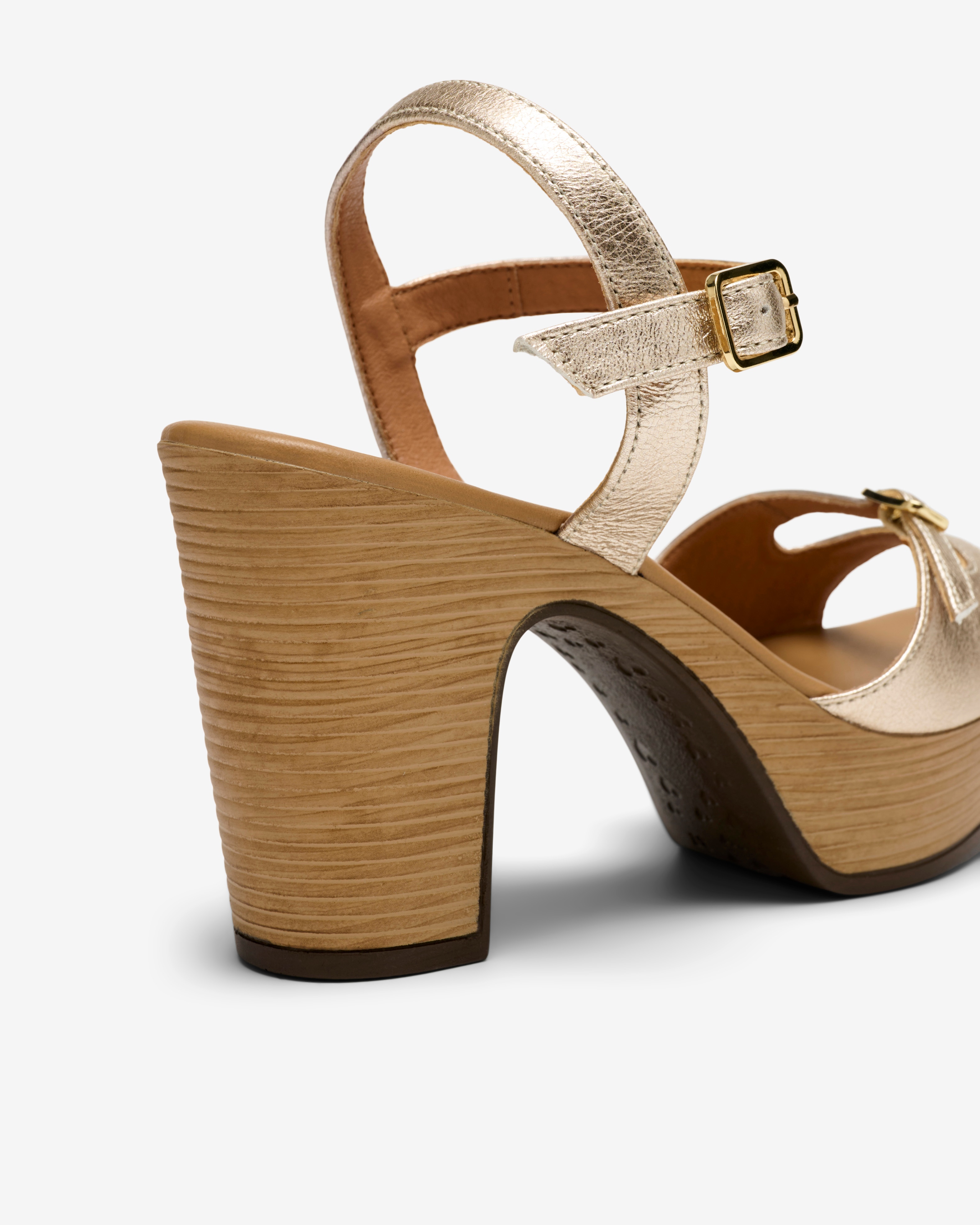 Imagen 2 de Sandalias de tacón de mujer con doble hebilla - Weekend by Pedro Miralles - Oro Oro