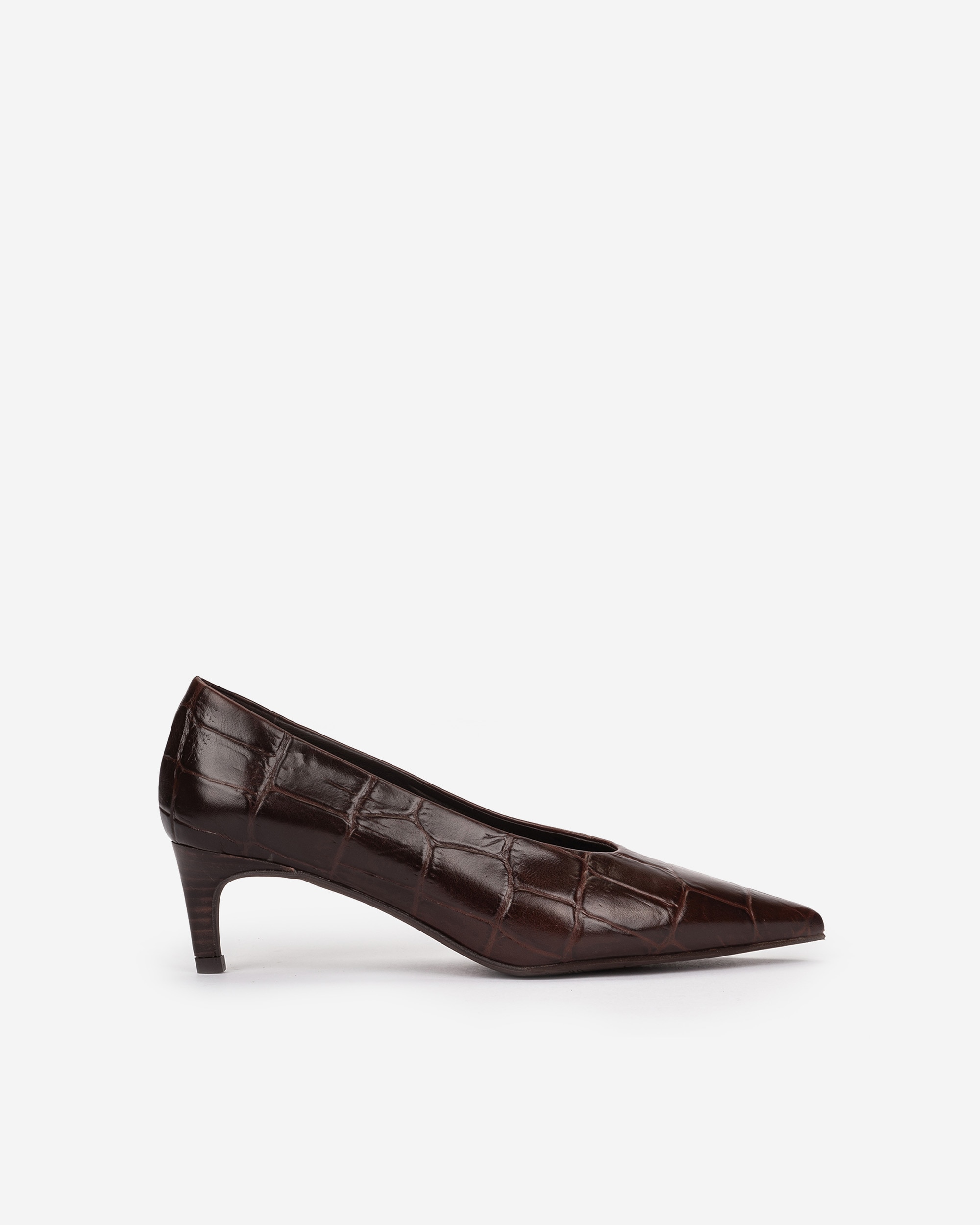 Imagen 1 de Zapatos de salón de mujer con piel grabada efecto coco Marrón