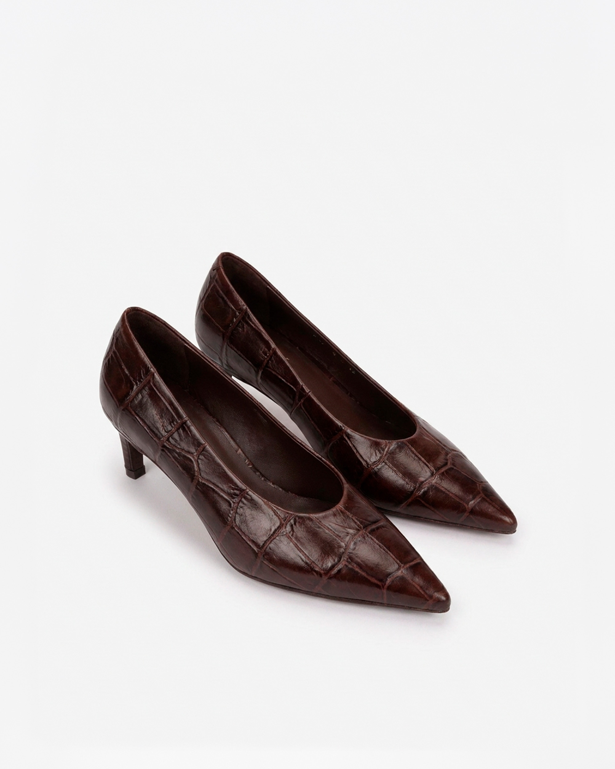 Zapatos de salón de mujer con piel grabada efecto coco - Pedro Miralles - Marrón Marrón-2