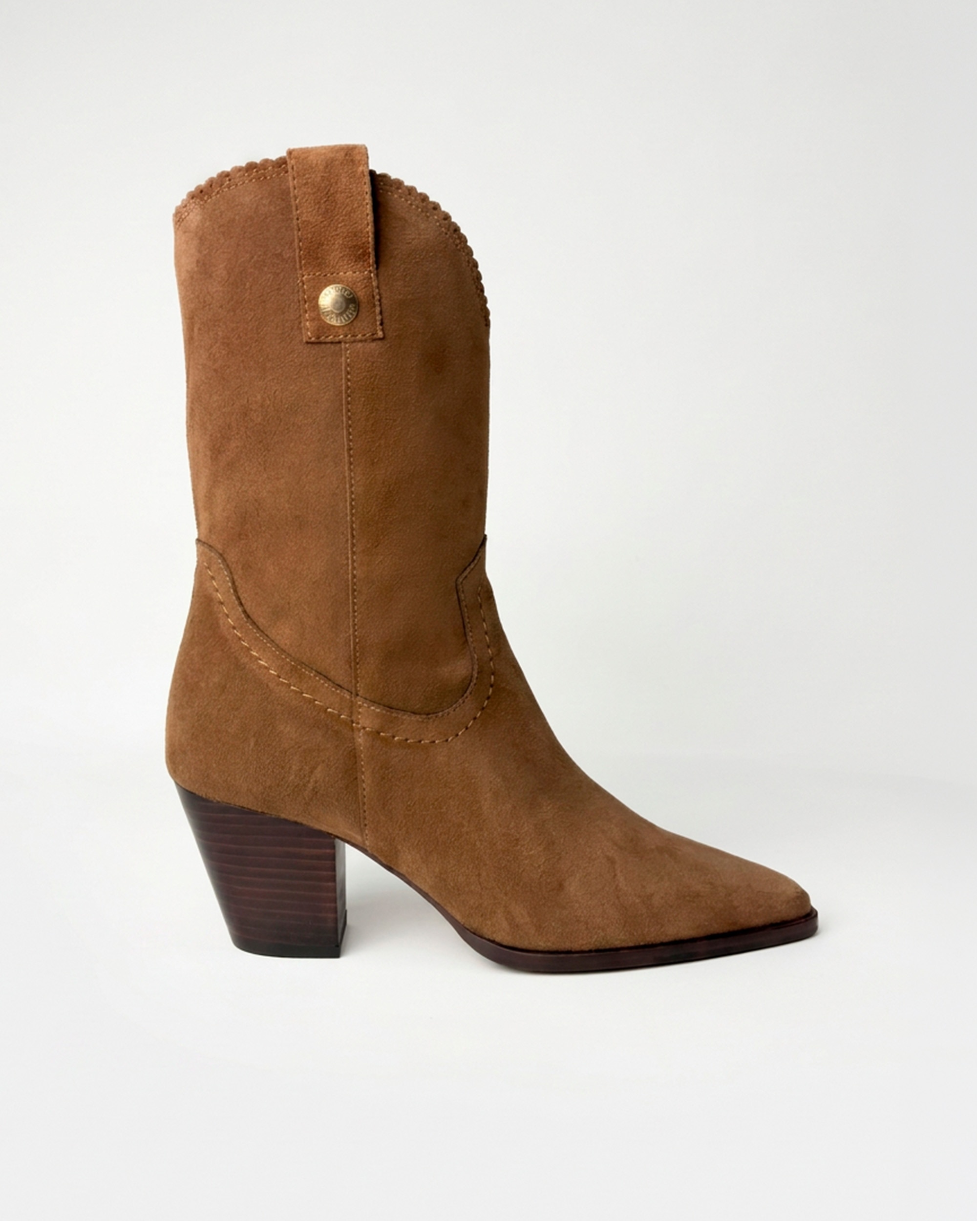 Botines cowboy de mujer con caña festoneada y pespuntes - Pedro Miralles - Marrón Marrón-1