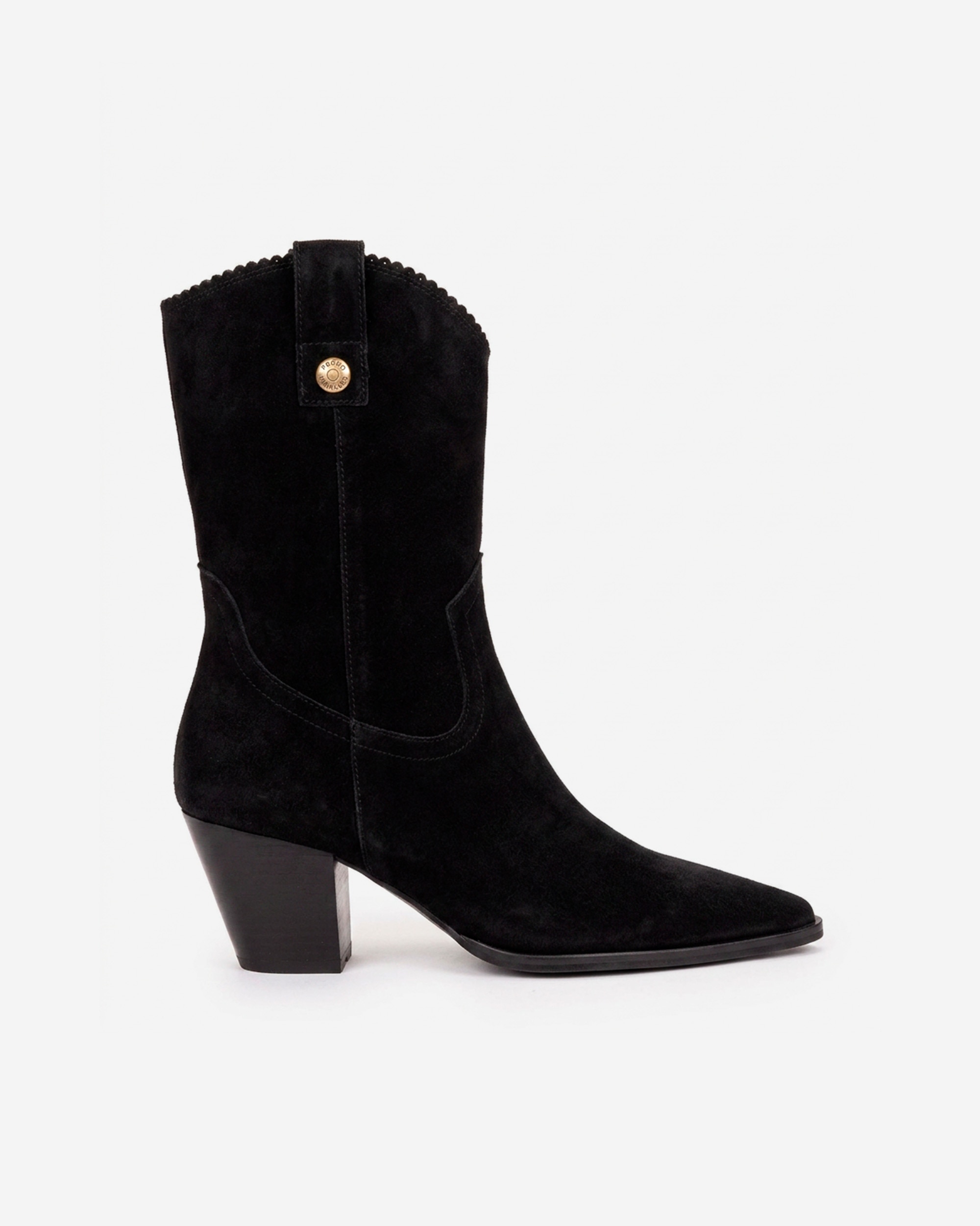 Botines cowboy de mujer con caña festoneada y pespuntes - Pedro Miralles - Negro Negro-1