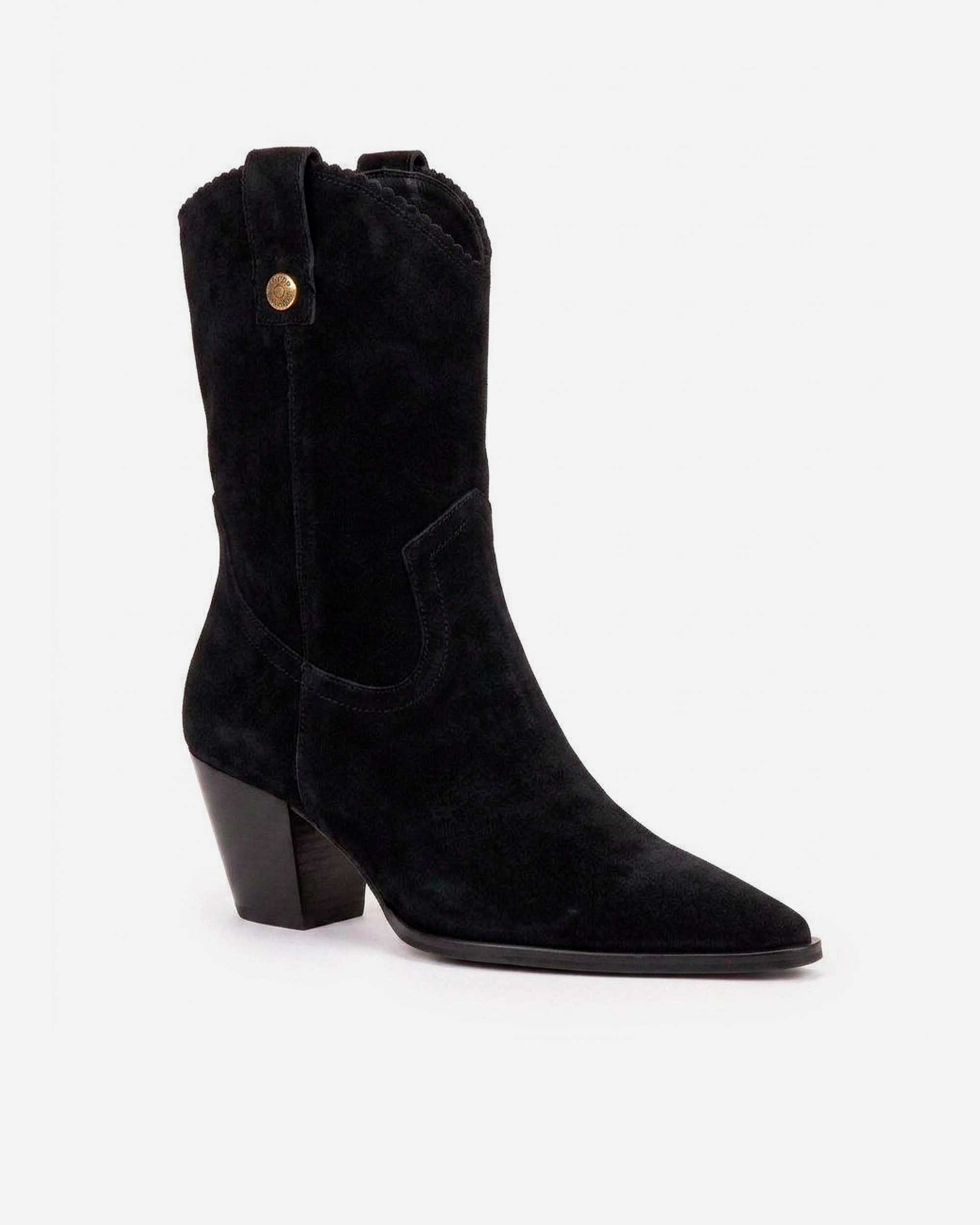 Botines cowboy de mujer con caña festoneada y pespuntes - Pedro Miralles - Negro Negro-2