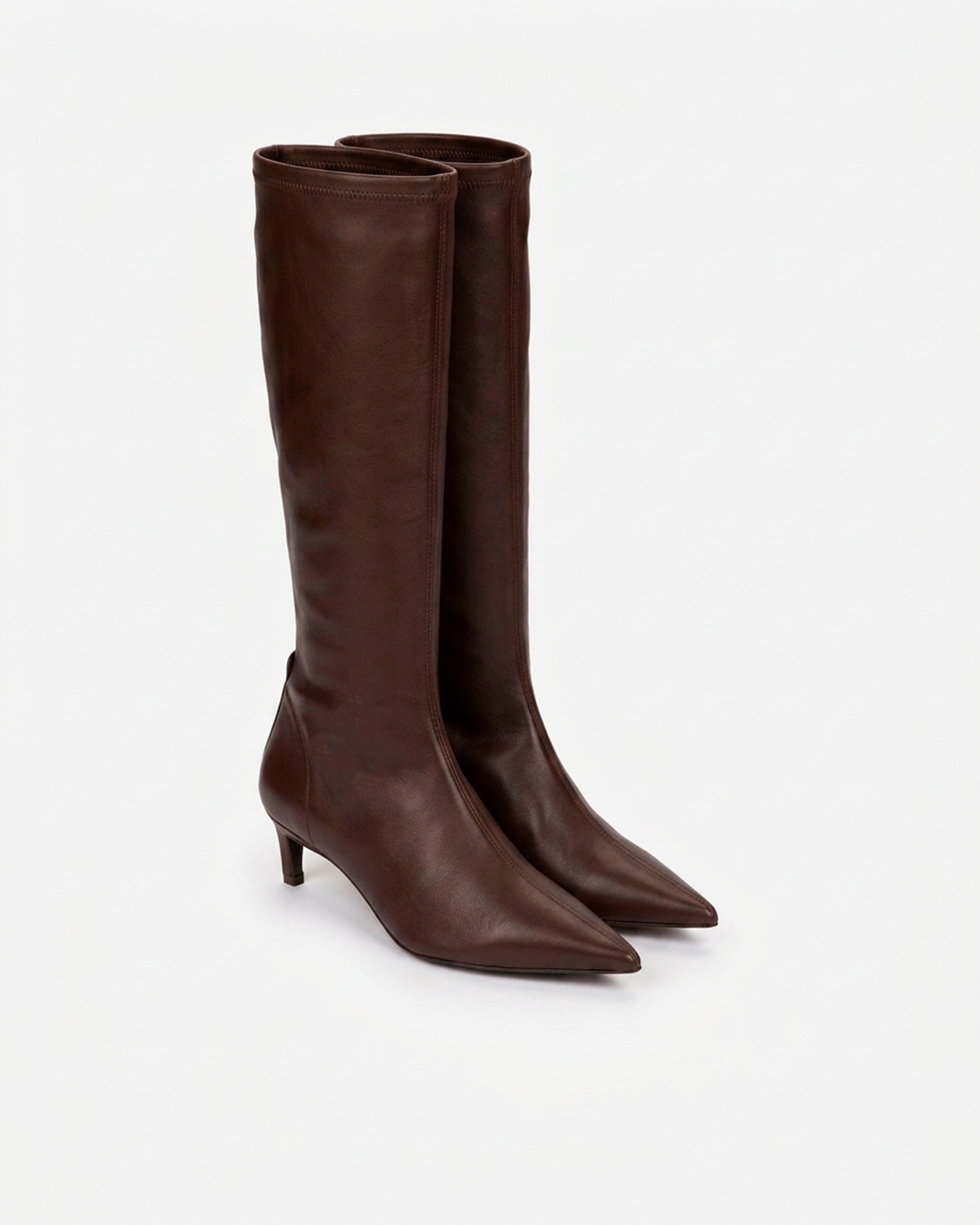 Botas elásticas de mujer de punta fina y tacón kitten - Pedro Miralles - Marrón Marrón-2