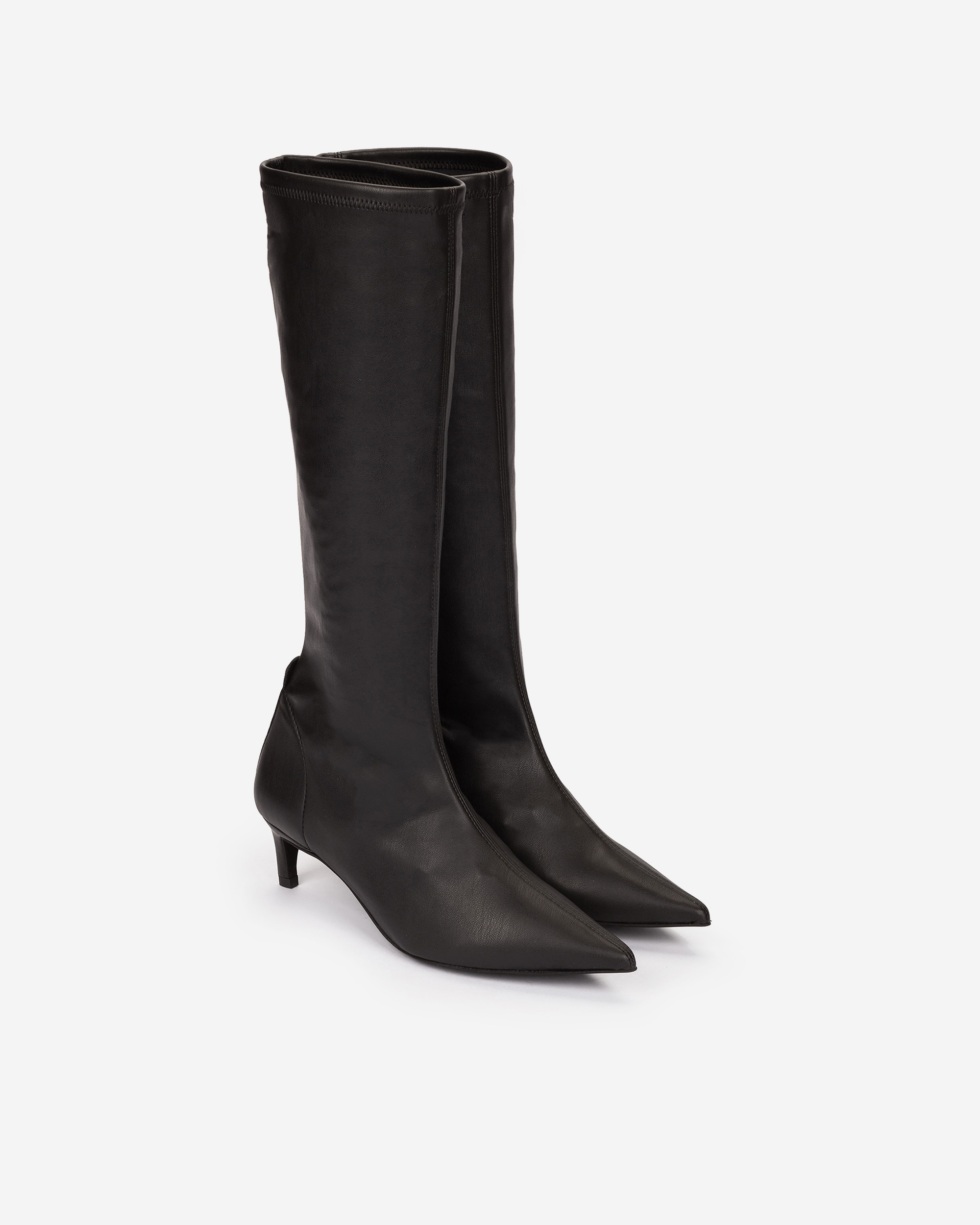 Botas elásticas de mujer de punta fina y tacón kitten - Pedro Miralles - Negro Negro-2
