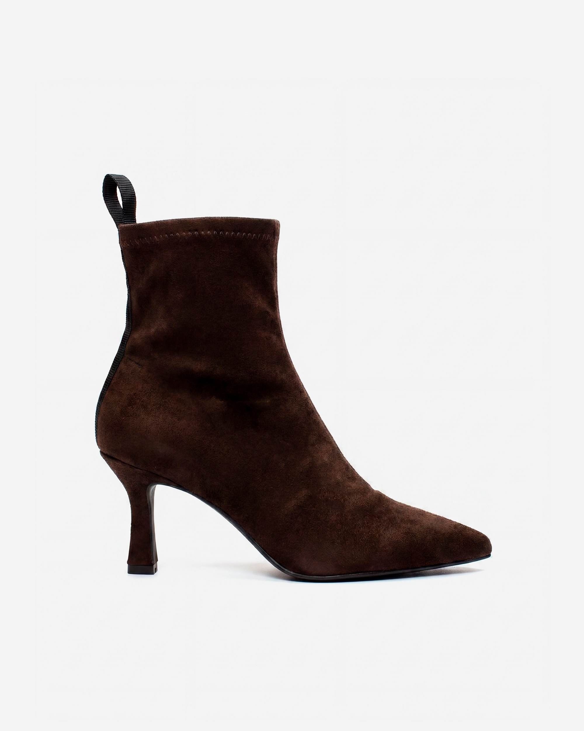Imagen 1 de Botines elásticos de mujer con tacón y punta fina Marrón chocolate