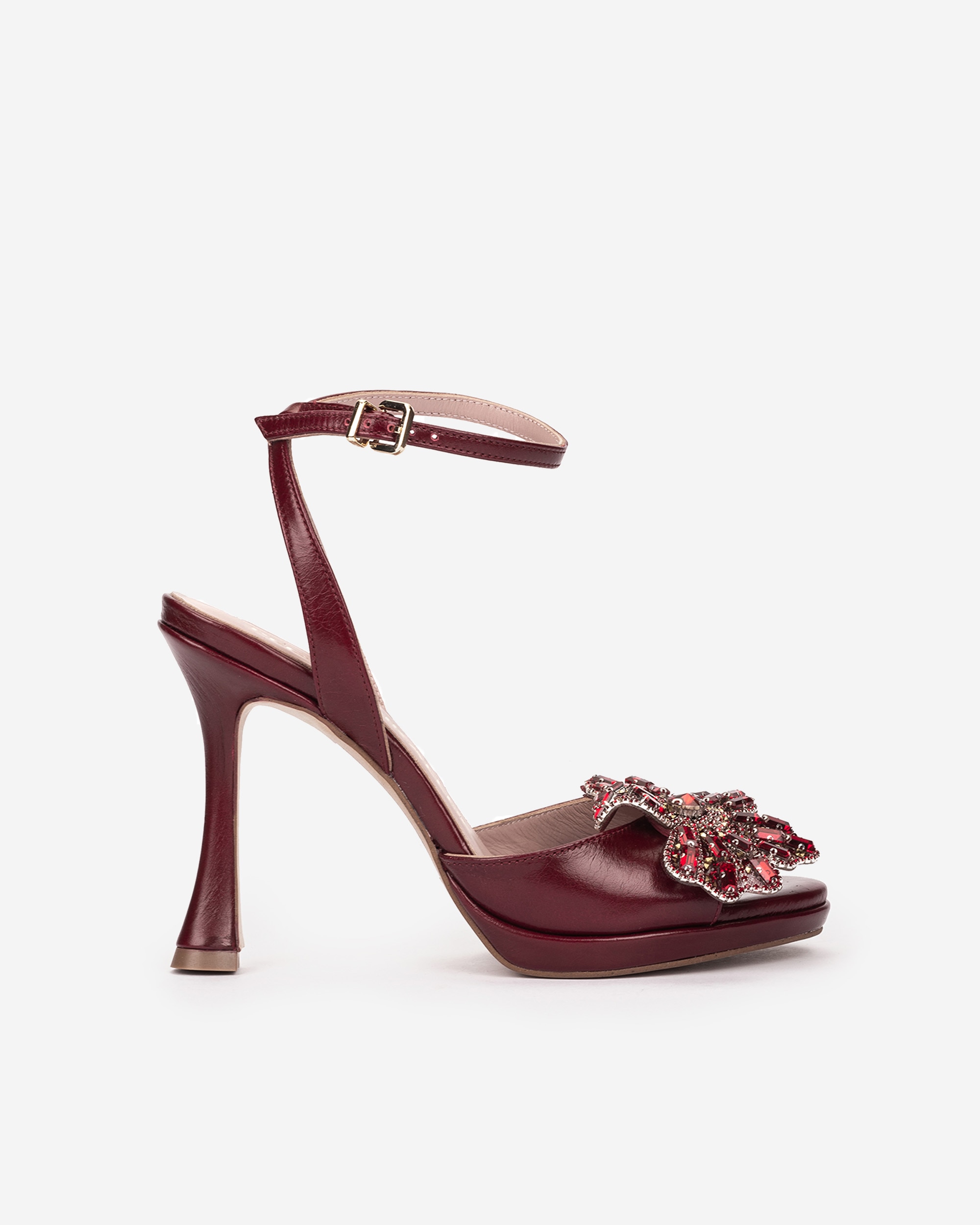 Sandalias de tacón de mujer con adorno de pedrería - Pedro Miralles - Burdeos Burdeos-1