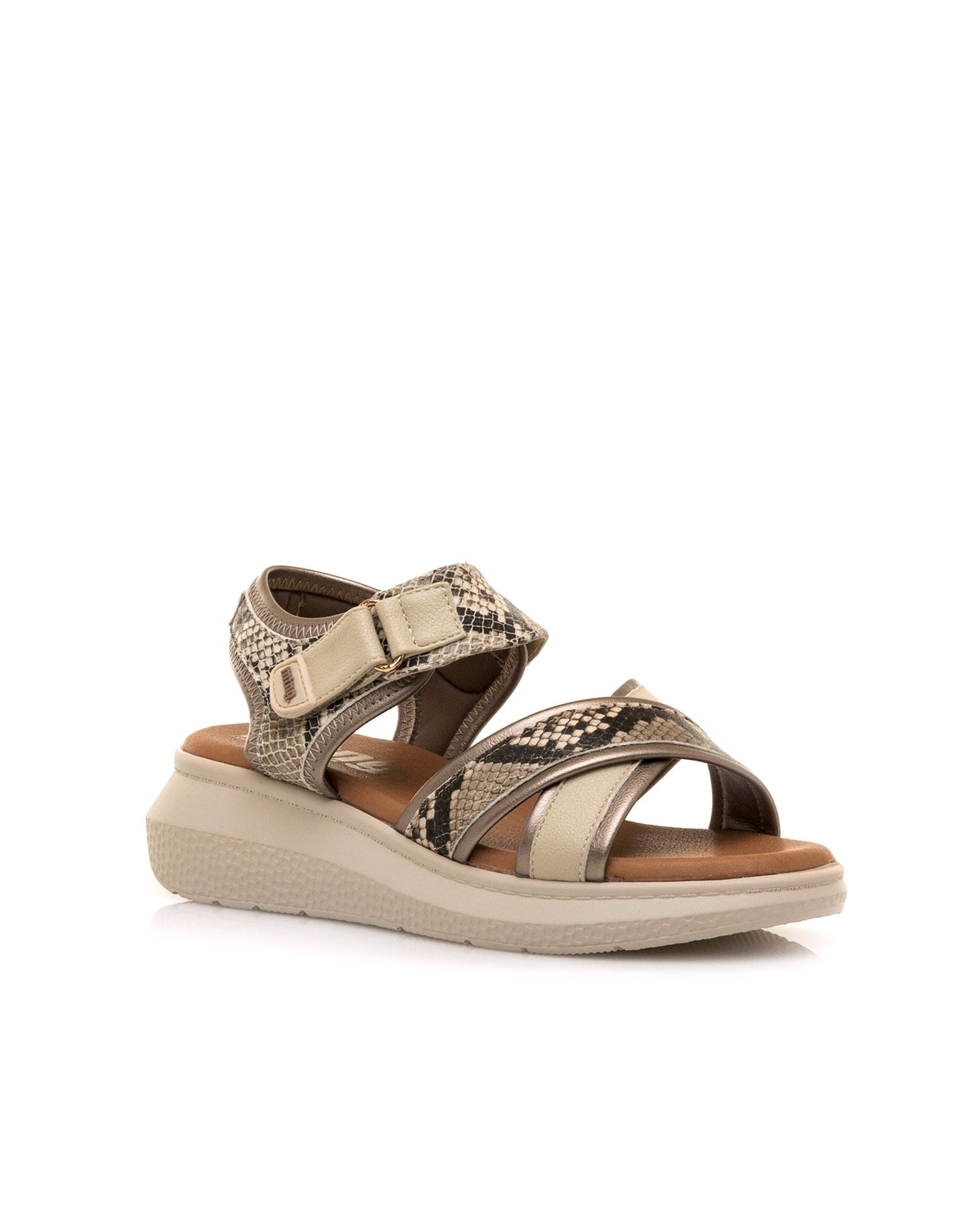 Sandalias de cuña de mujer con tiras cruzadas - Mustang - Natural Natural-2