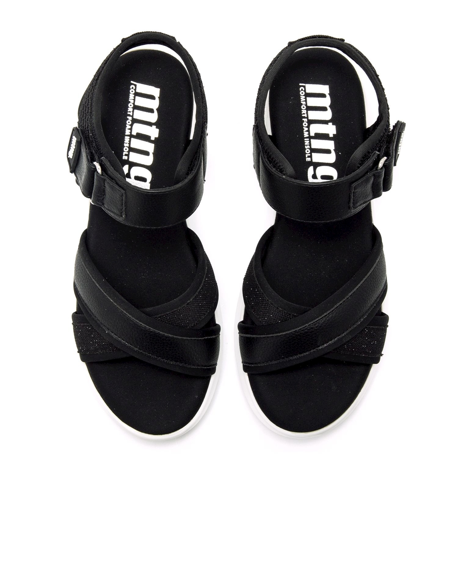 Sandalias de cuña de mujer con tiras cruzadas - Mustang - Negro Negro-4