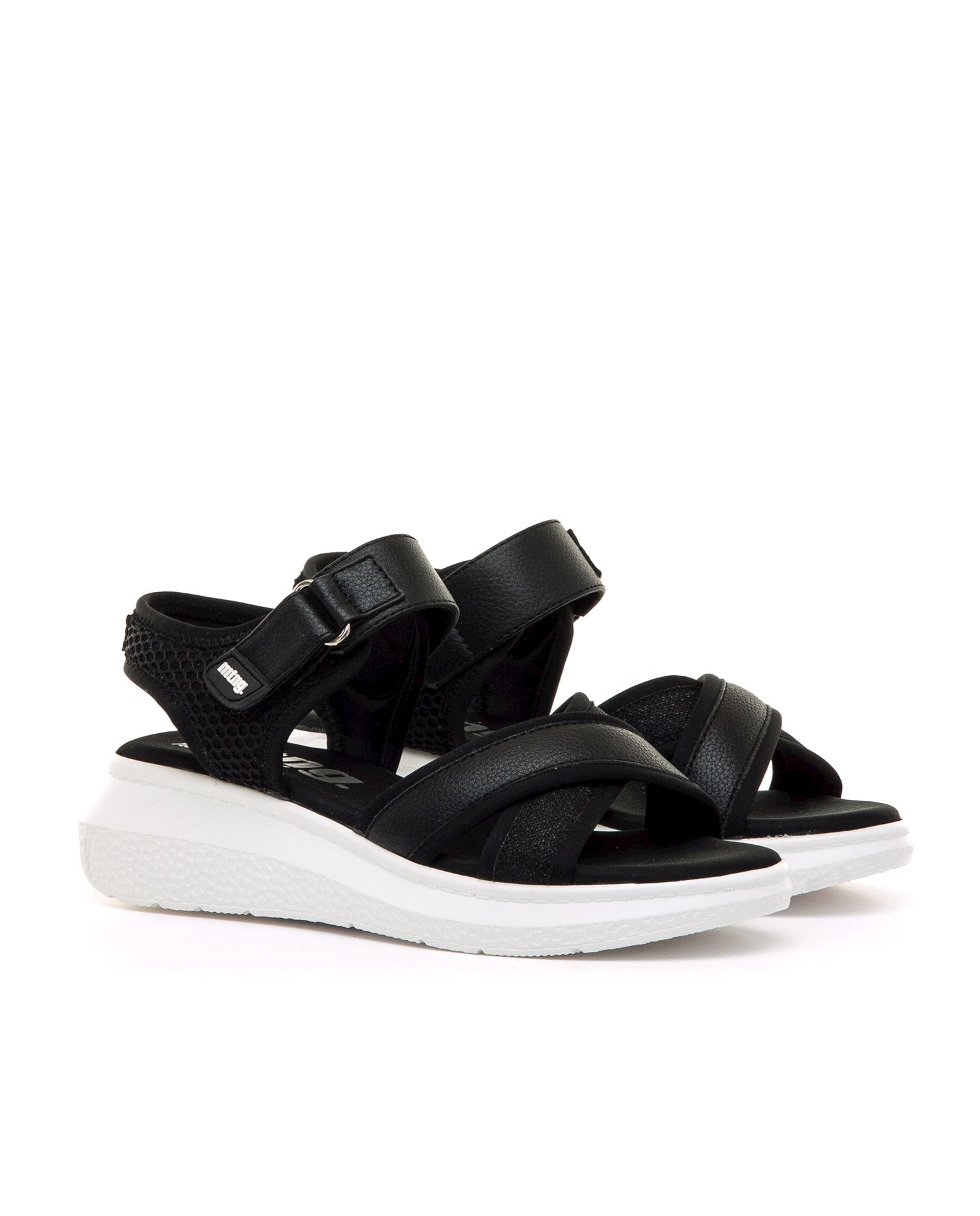 Sandalias de cuña de mujer con tiras cruzadas - Mustang - Negro Negro-5
