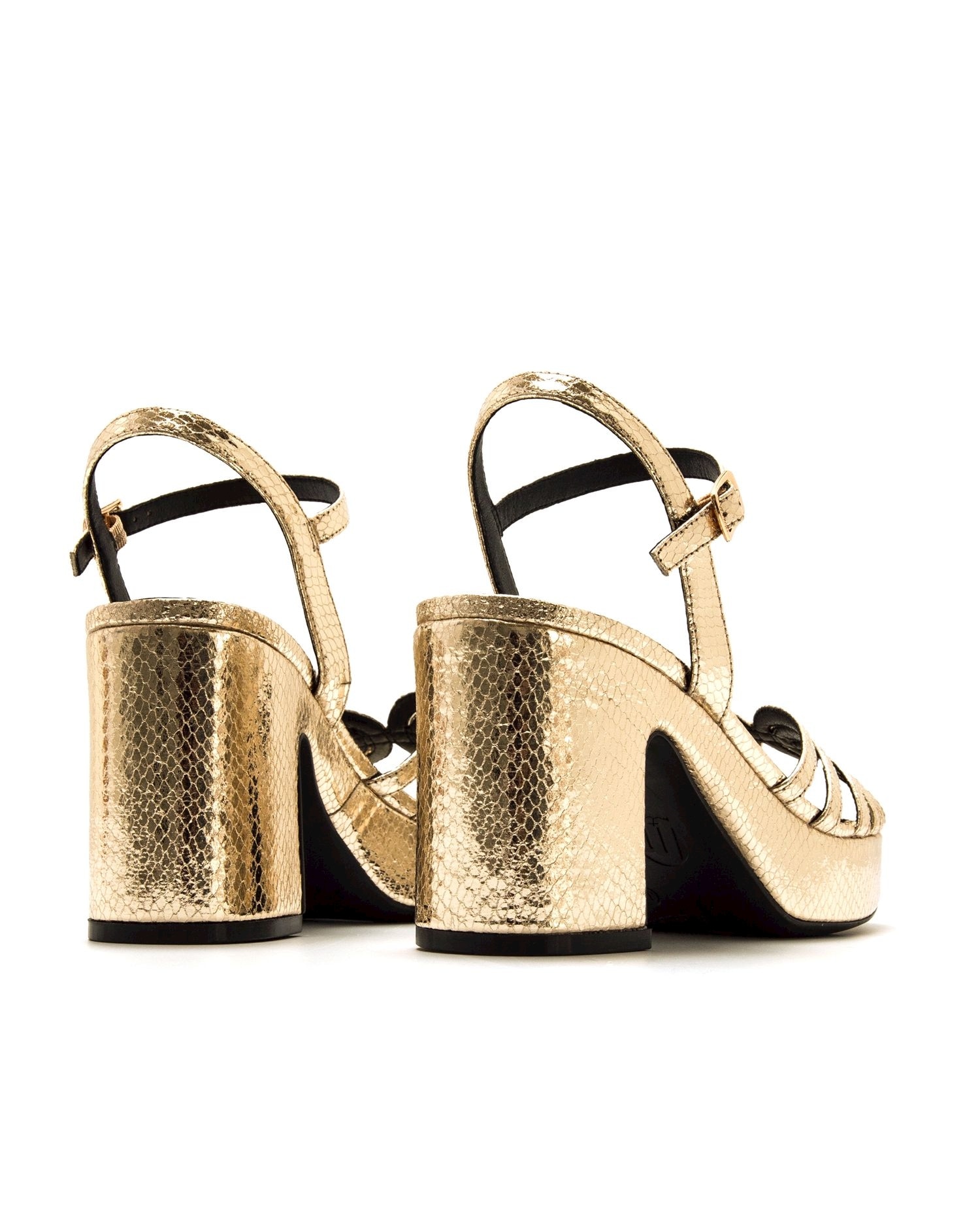Sandalias de tacón de mujer con tiras cruzadas - Mustang - Oro Oro-2