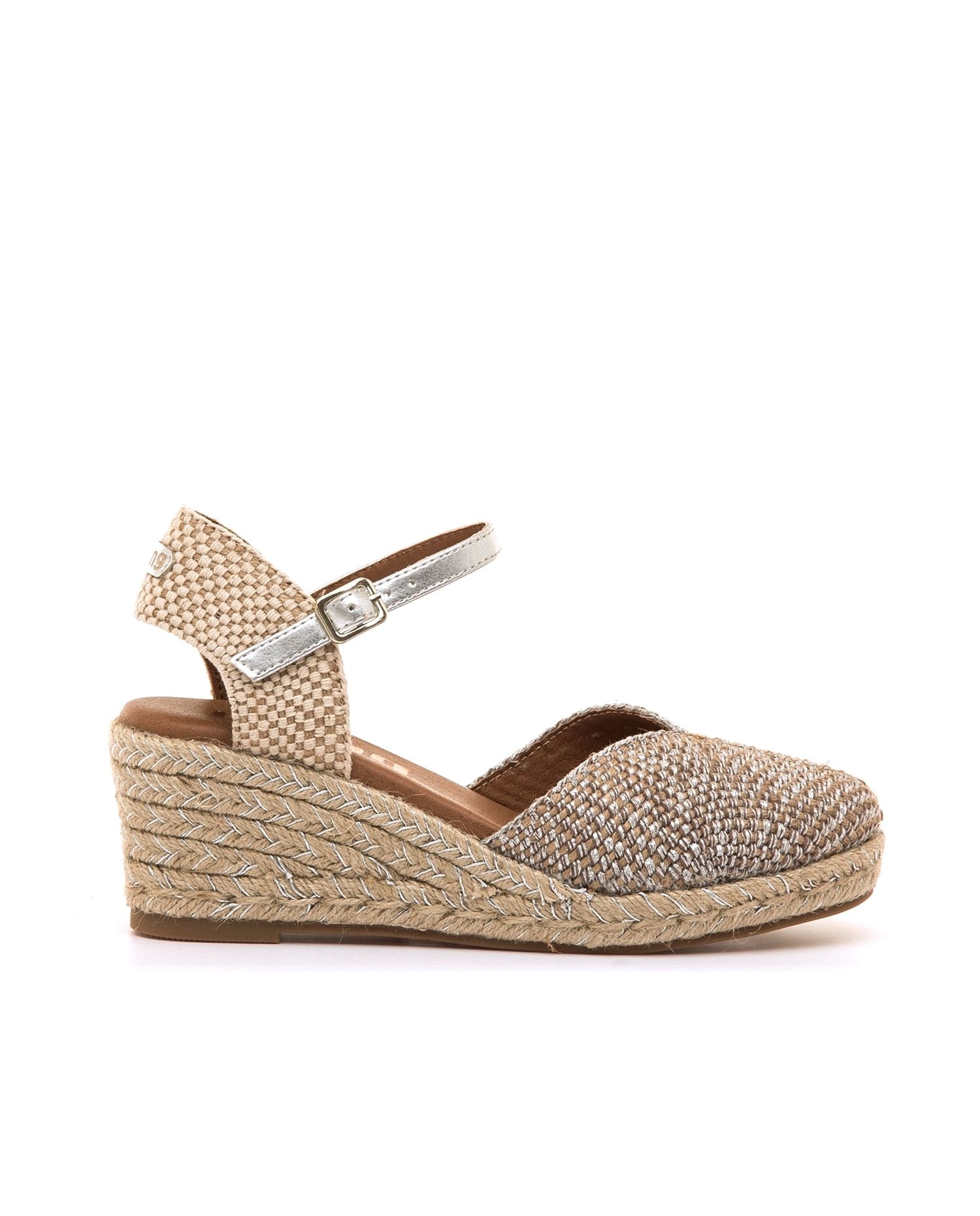 Sandalias de cuña de mujer con puntera cerrada - Mustang - Plata Plata-1