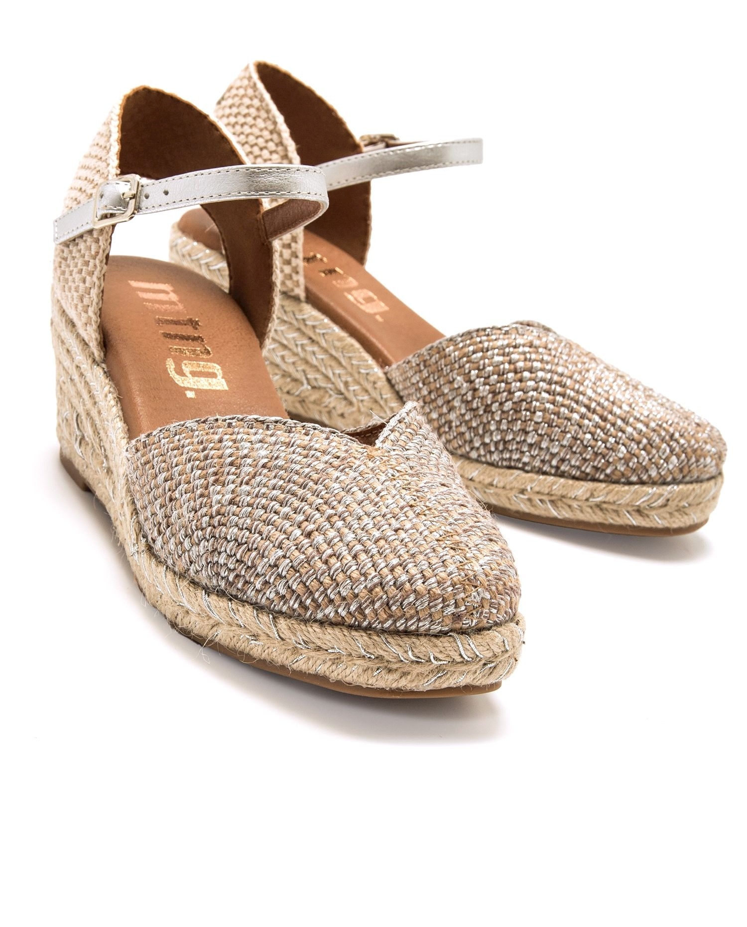 Sandalias de cuña de mujer con puntera cerrada - Mustang - Plata Plata-3