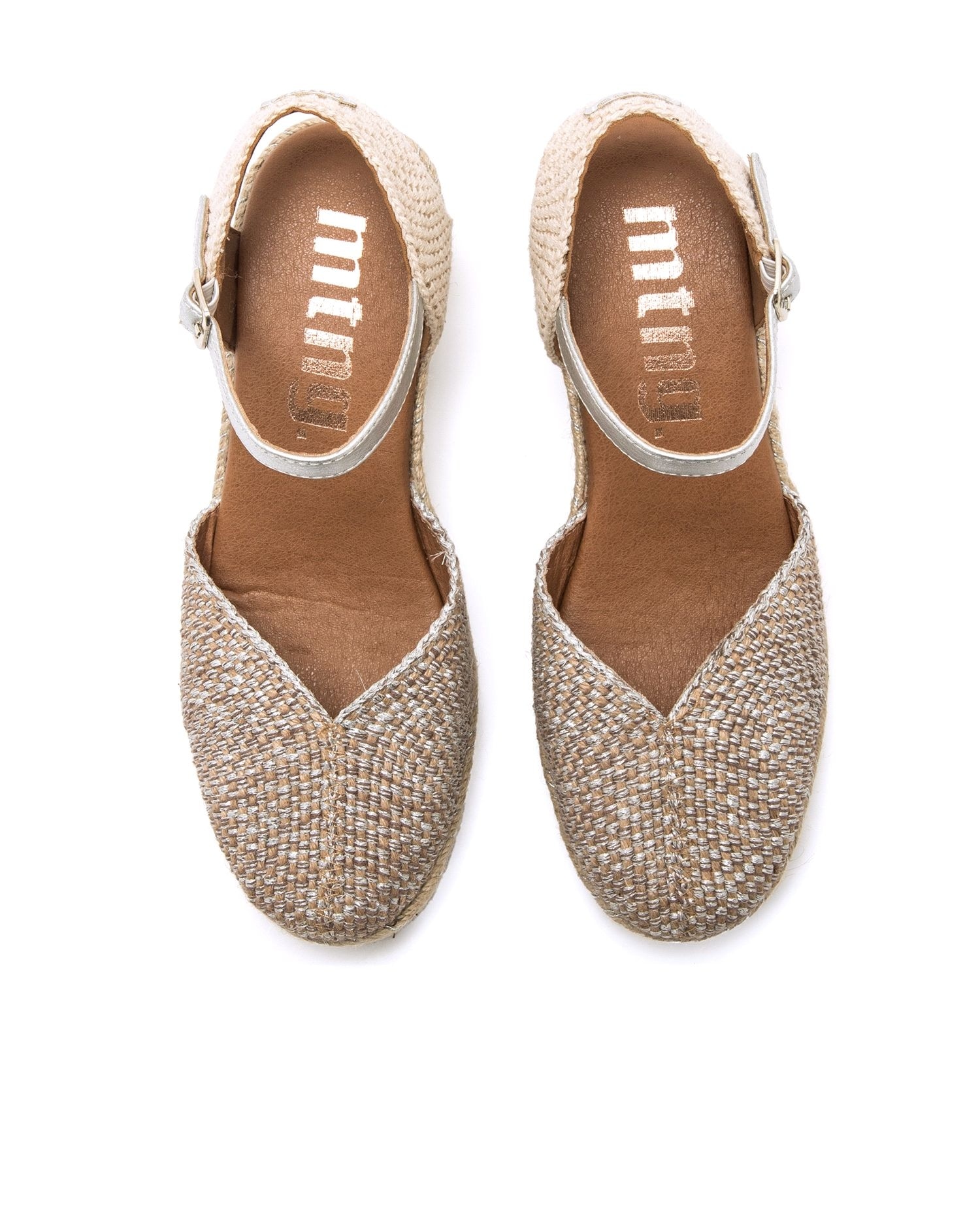 Sandalias de cuña de mujer con puntera cerrada - Mustang - Plata Plata-4
