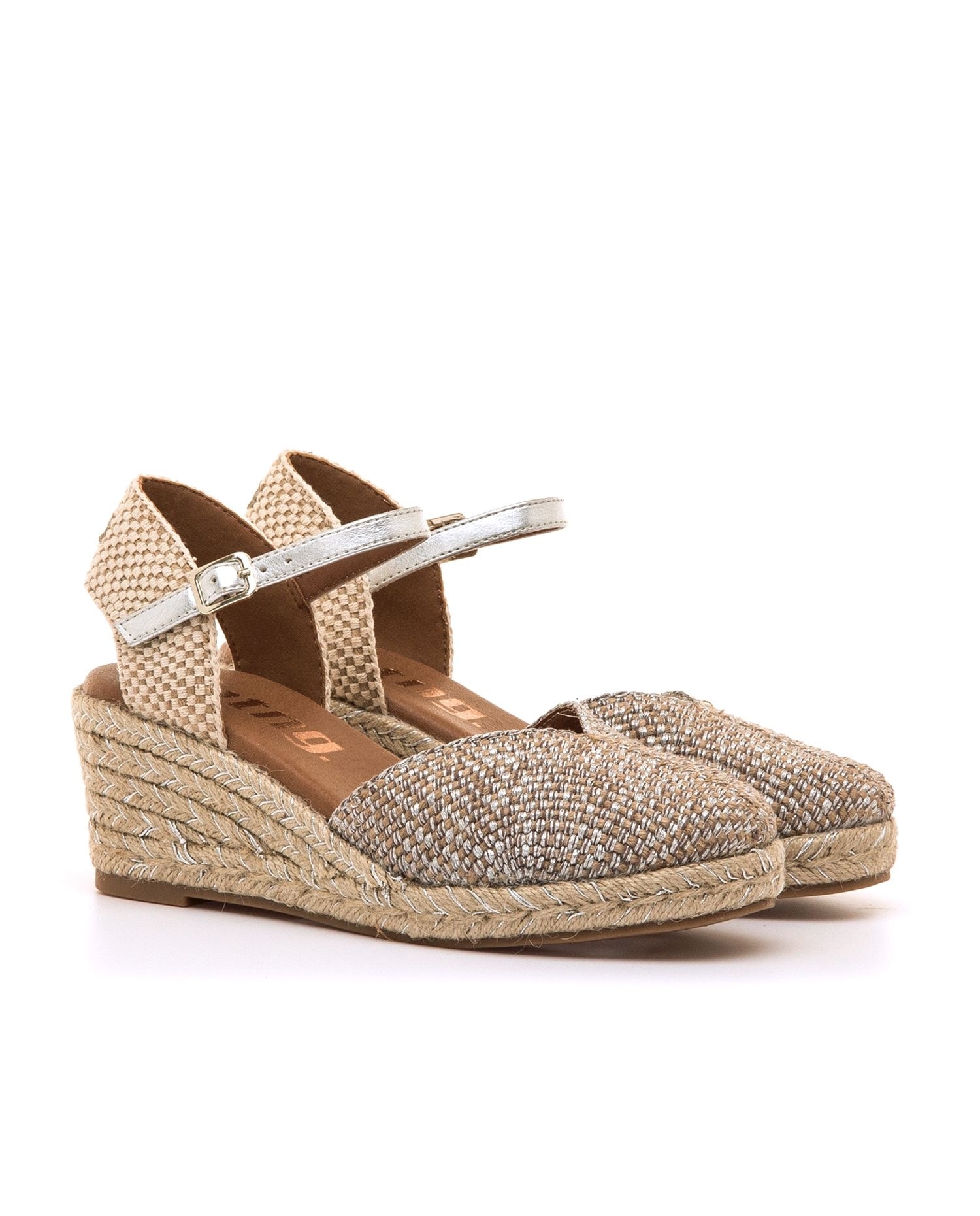 Sandalias de cuña de mujer con puntera cerrada - Mustang - Plata Plata-5