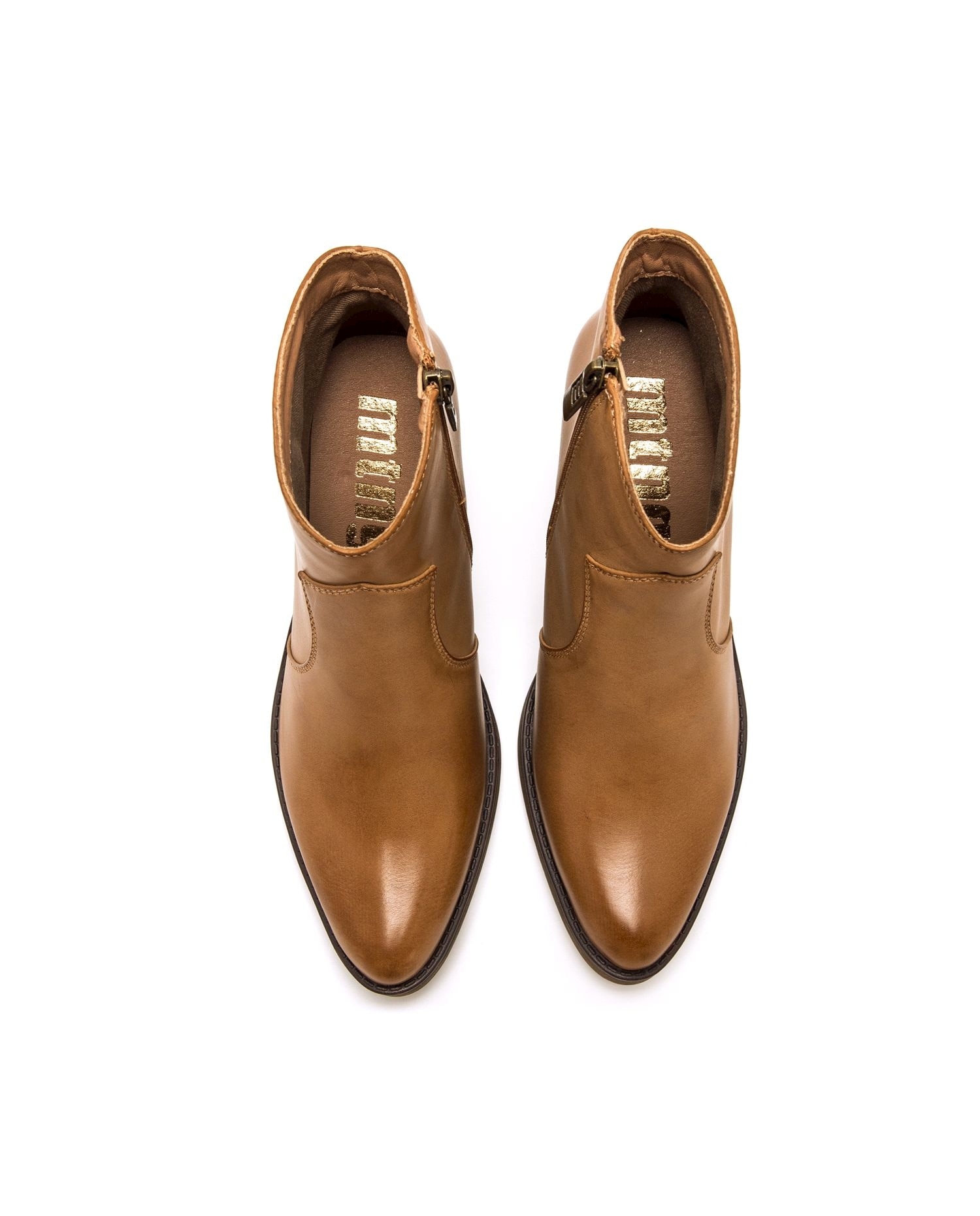 Botines de mujer de estilo cowboy y tacón medio - Mustang - Camel Camel-4