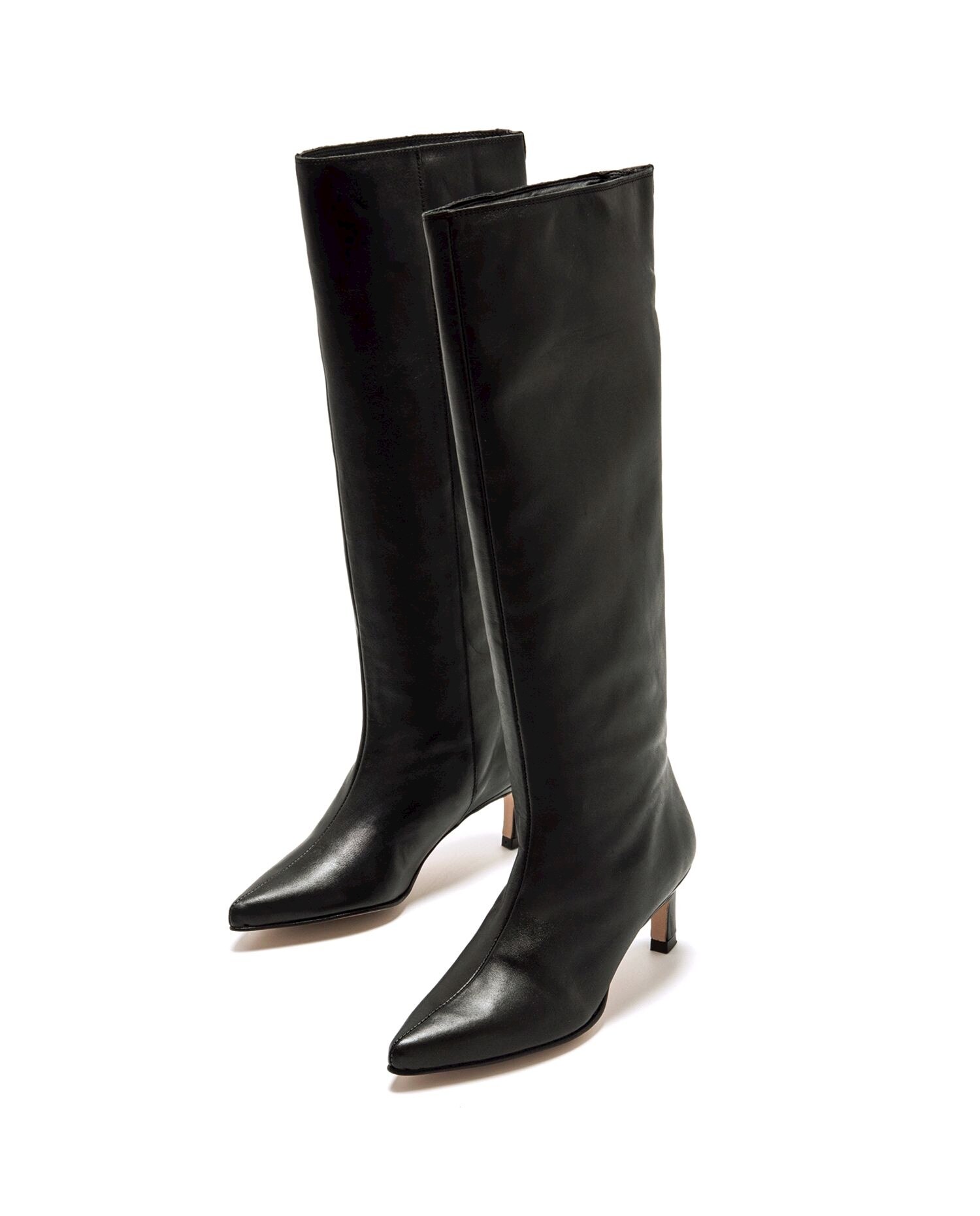Botas altas de mujer con piel con tacón fino - Mustang - Negro Negro-2