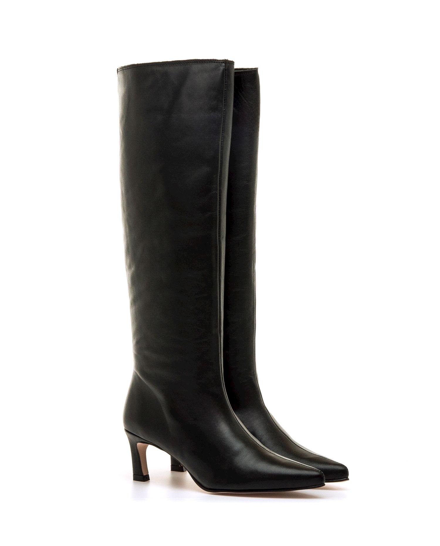 Botas altas de mujer con piel con tacón fino - Mustang - Negro Negro-5