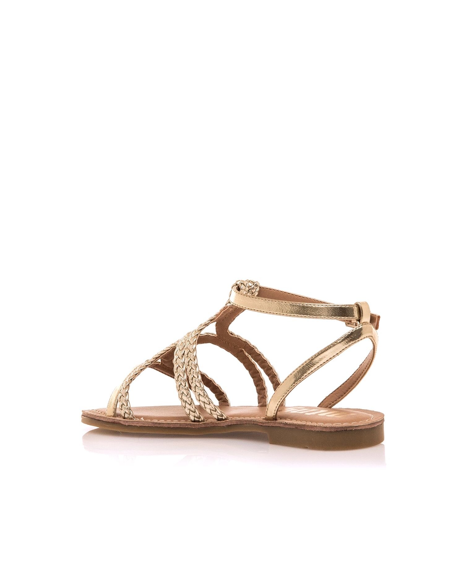 Sandalias planas de mujer con tiras trenzadas - Mustang - Oro Oro-4