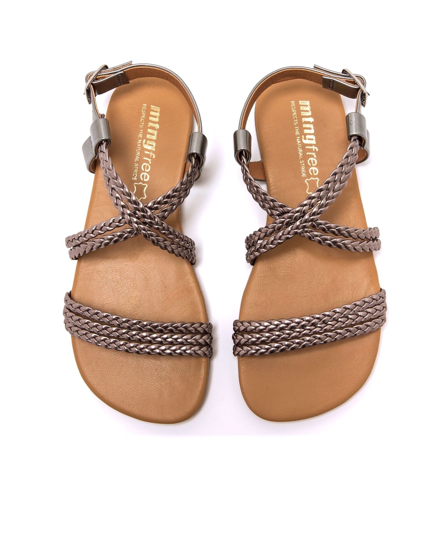Sandalias confort de mujer con piso respetuoso - Mustang - Gris Gris-3