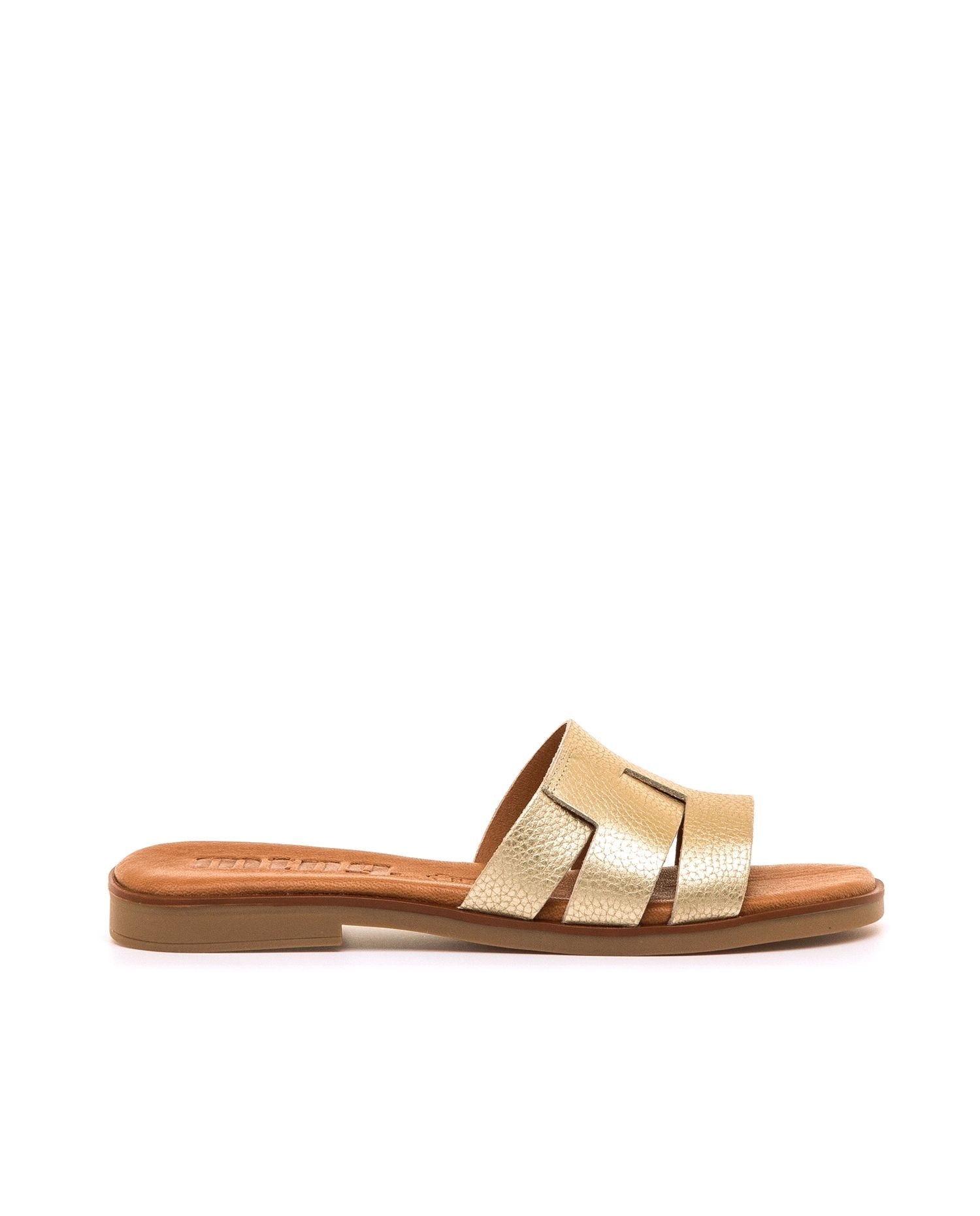 Sandalias planas de mujer en piel - Mustang - Oro Oro-1