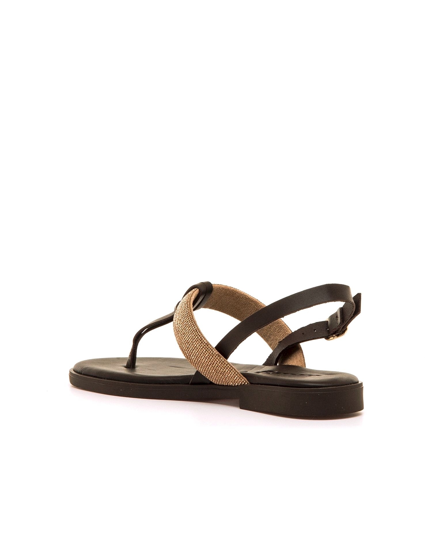 Sandalias planas de mujer en piel con tira de dedo - Mustang - Marrón Marrón-4