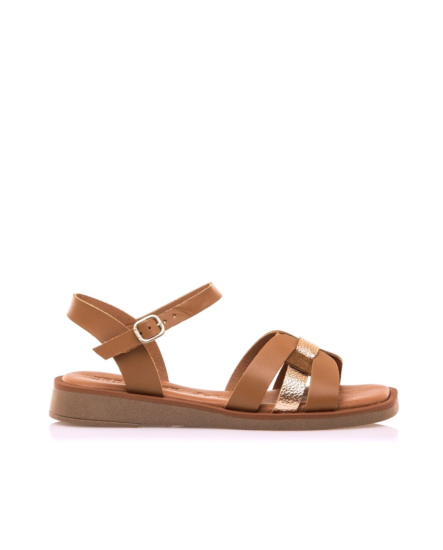 Sandalias planas de mujer en piel - Mustang - Marrón Marrón-1