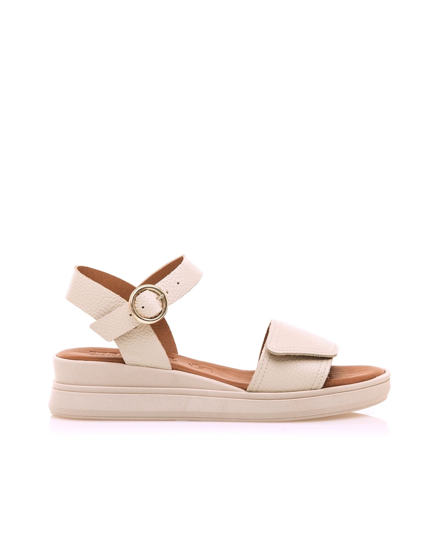 Sandalias de cuña de mujer en piel con ajuste - Mustang - Natural Natural-1