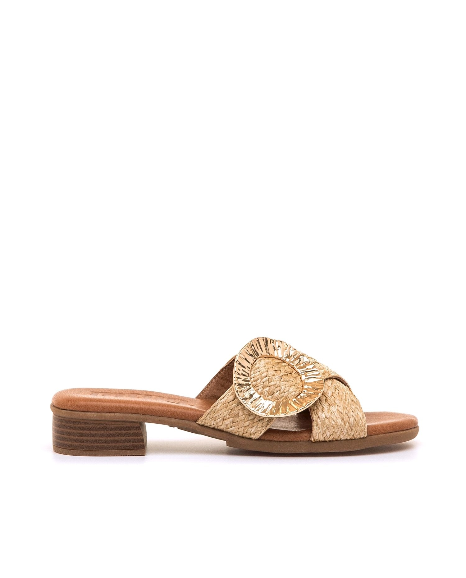 Sandalias de planas de mujer con pala cruzada - Mustang - Natural Natural-1