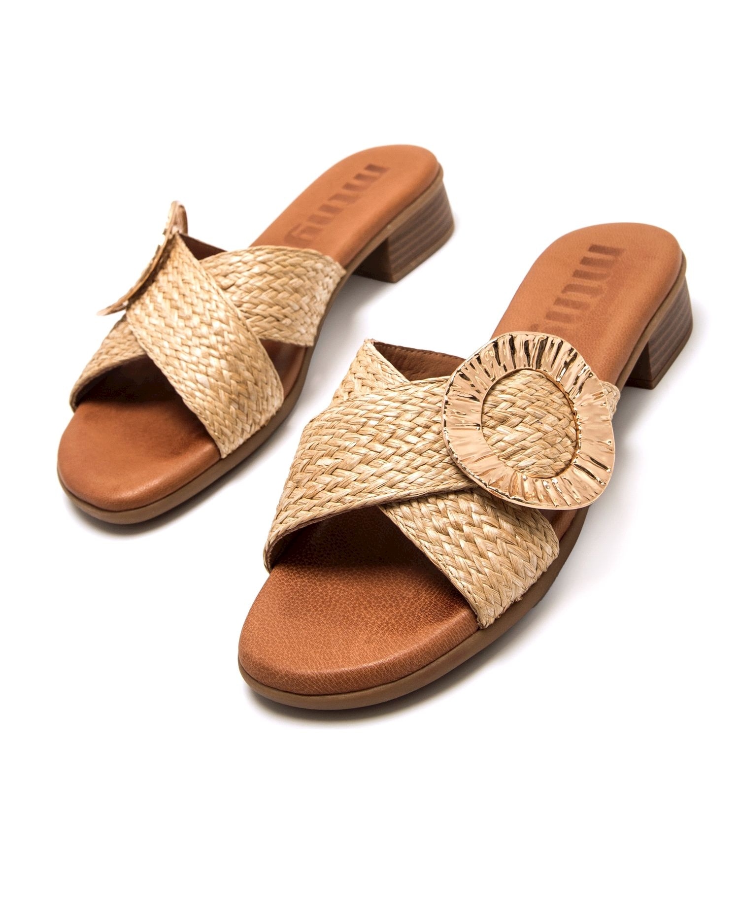 Sandalias de planas de mujer con pala cruzada - Mustang - Natural Natural-4