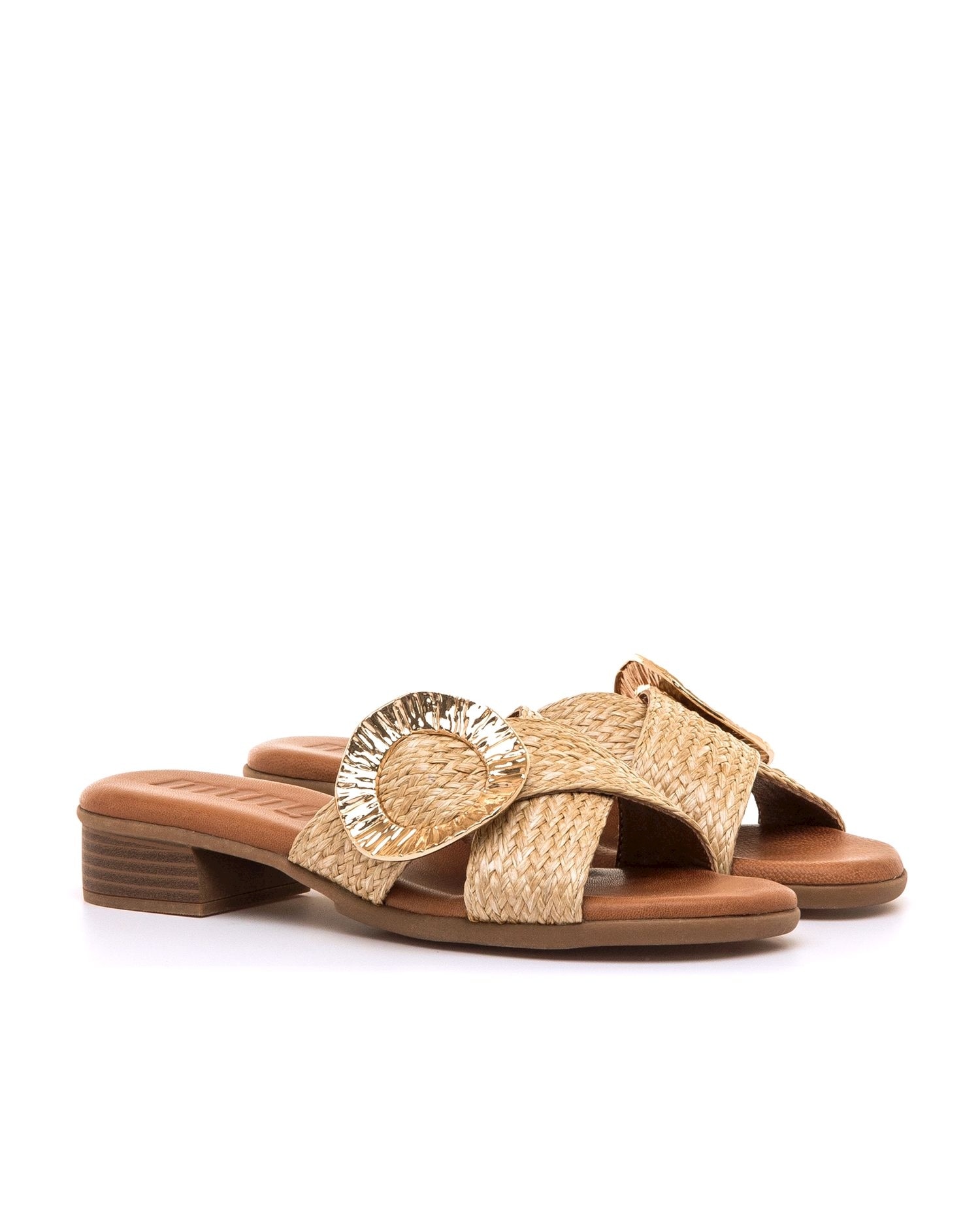 Sandalias de planas de mujer con pala cruzada - Mustang - Natural Natural-5